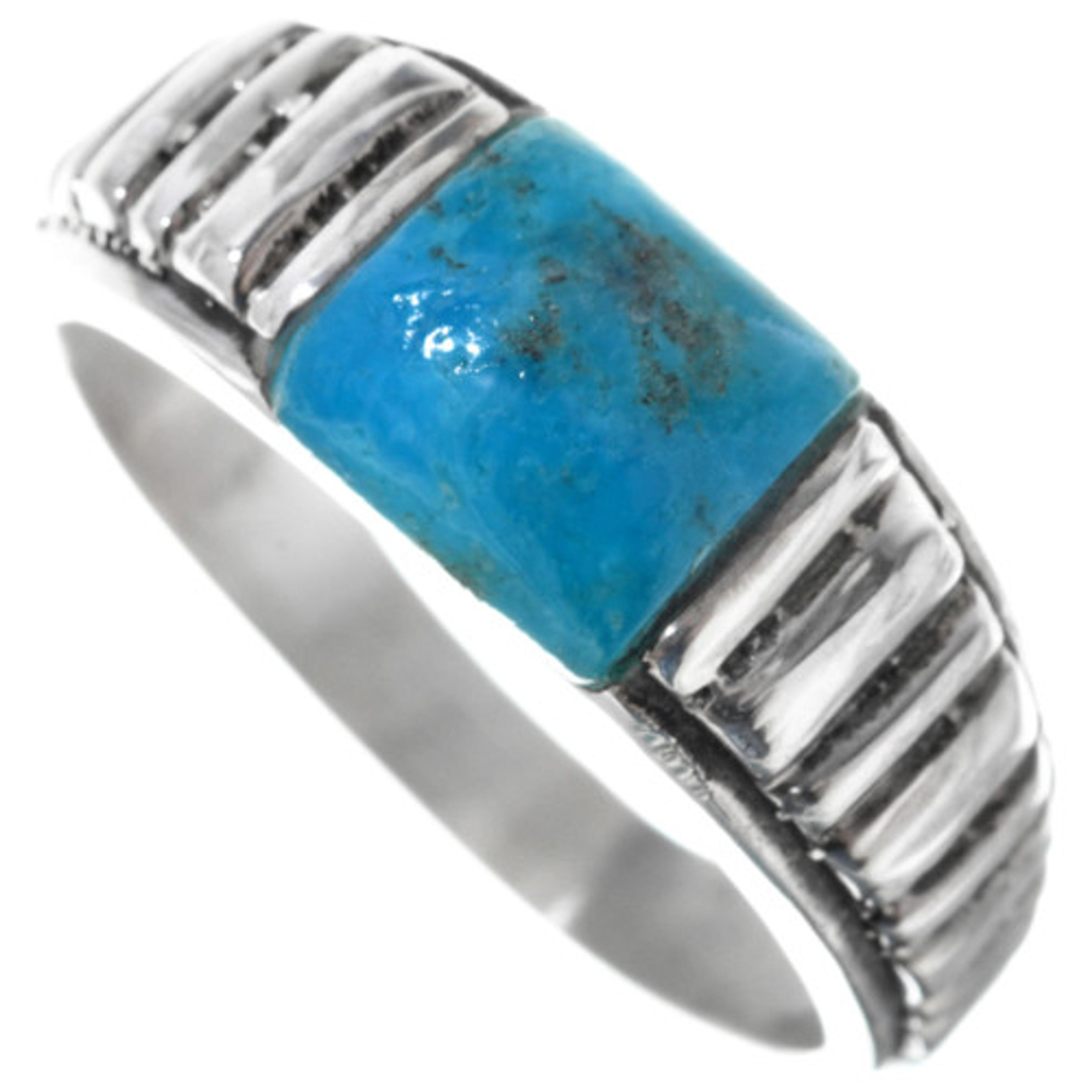 Mens Turquoise Silver Navajo Ring 33813