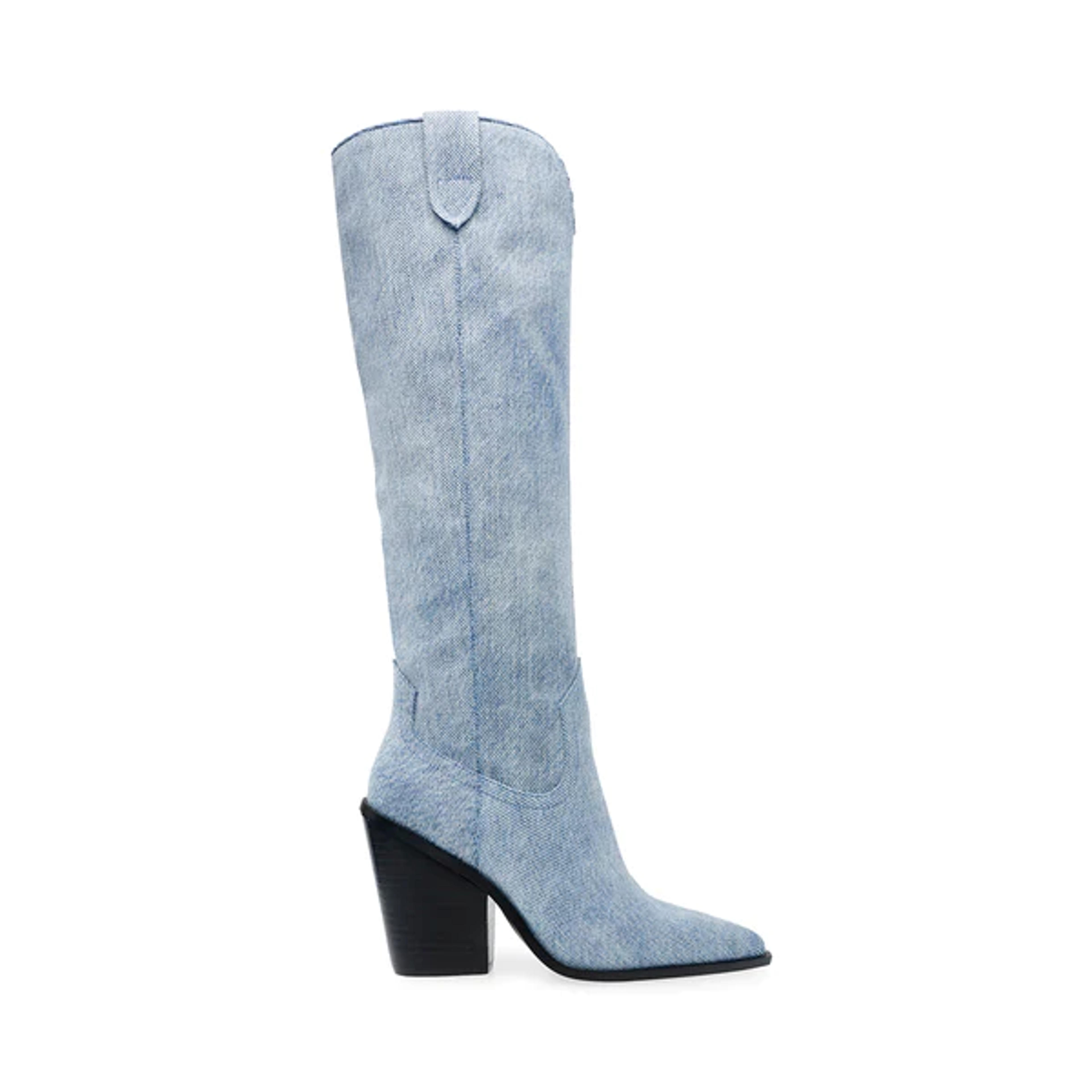 BRONCO Denim Fabric Western Boot | Women's Block Heel Boot – Steve Madden