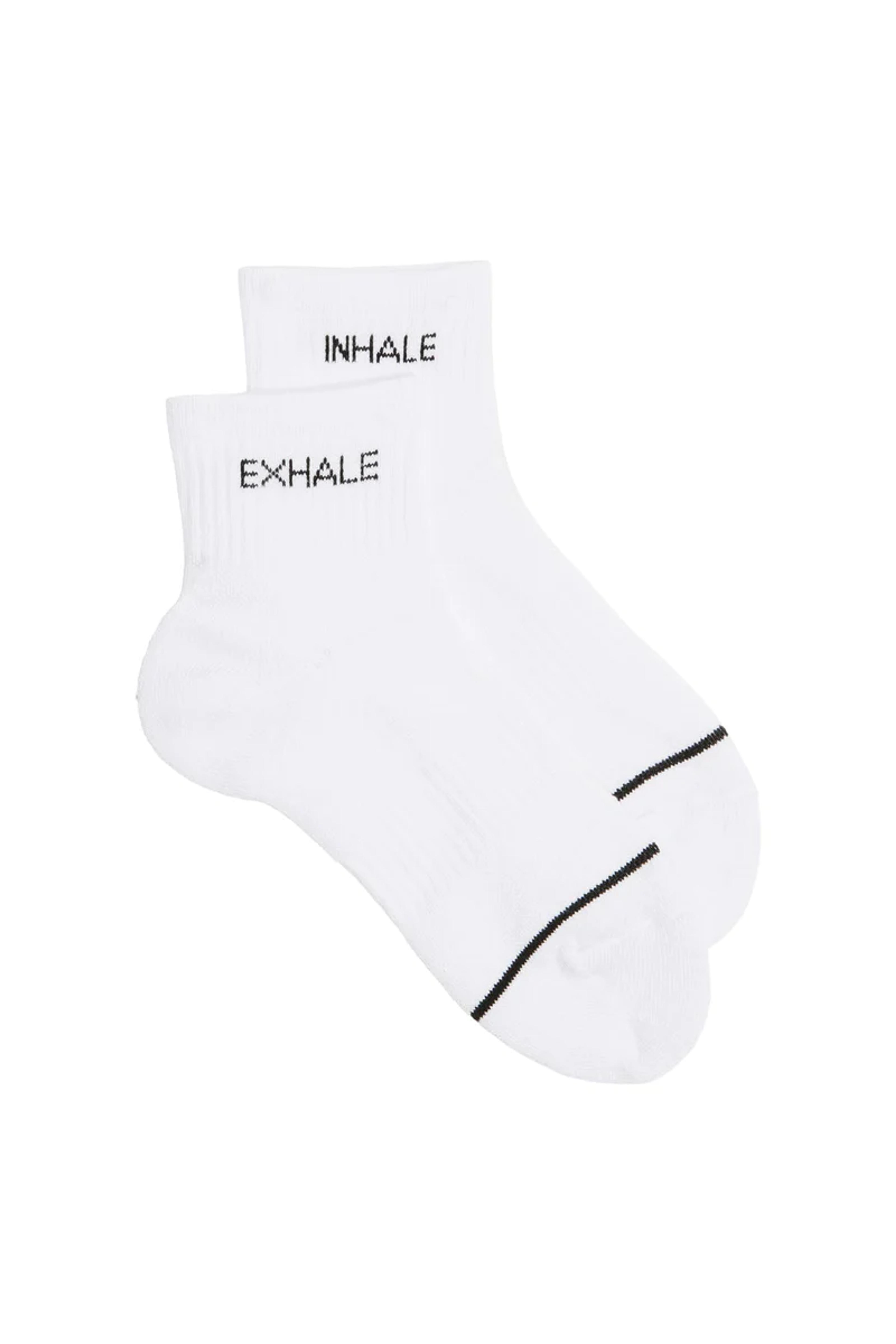 White Inhale Exhale Quarter Crew Sock — Girlfriend Collective