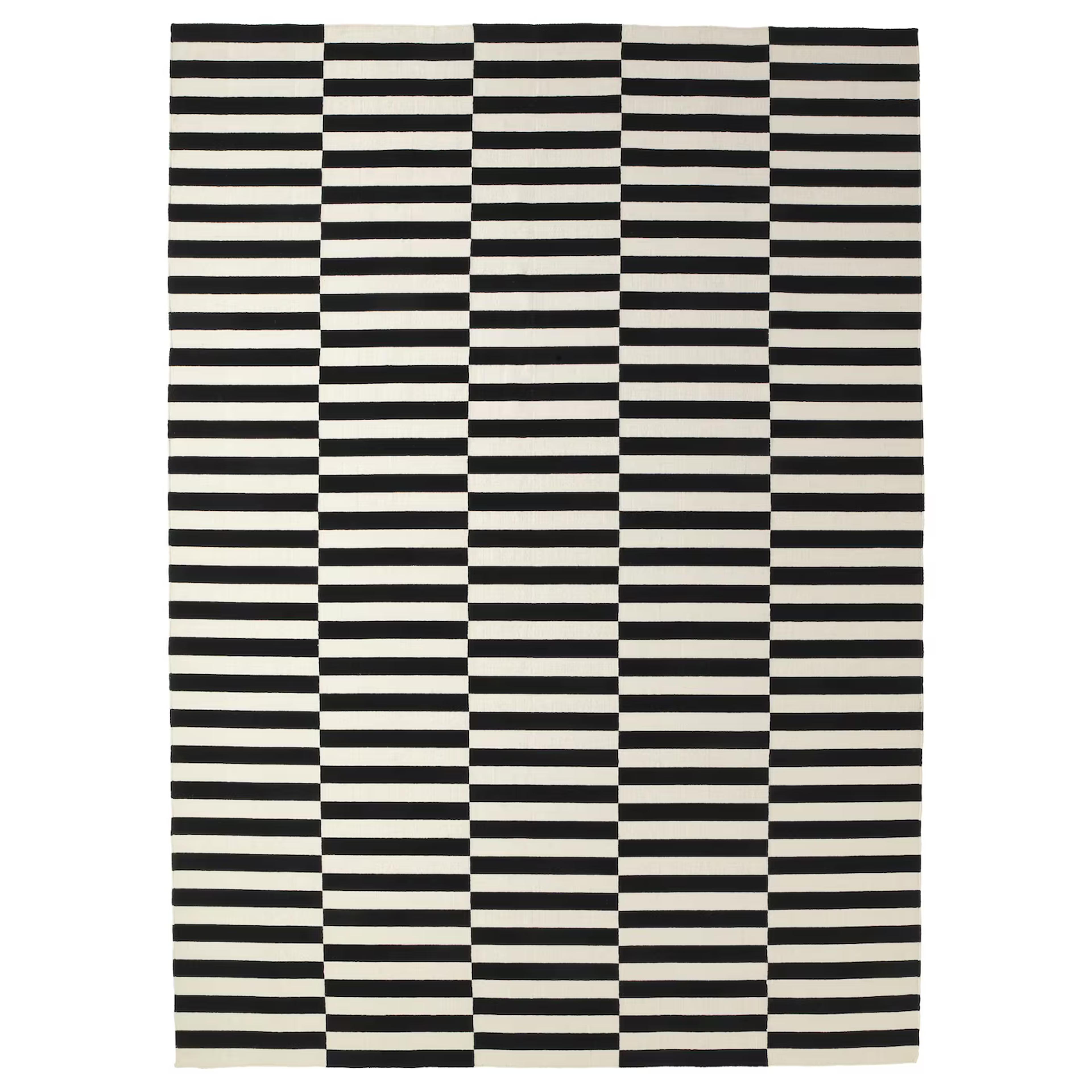 STOCKHOLM Rug, flatwoven, handmade/stripe black/off-white, 8'2"x11'6" - IKEA