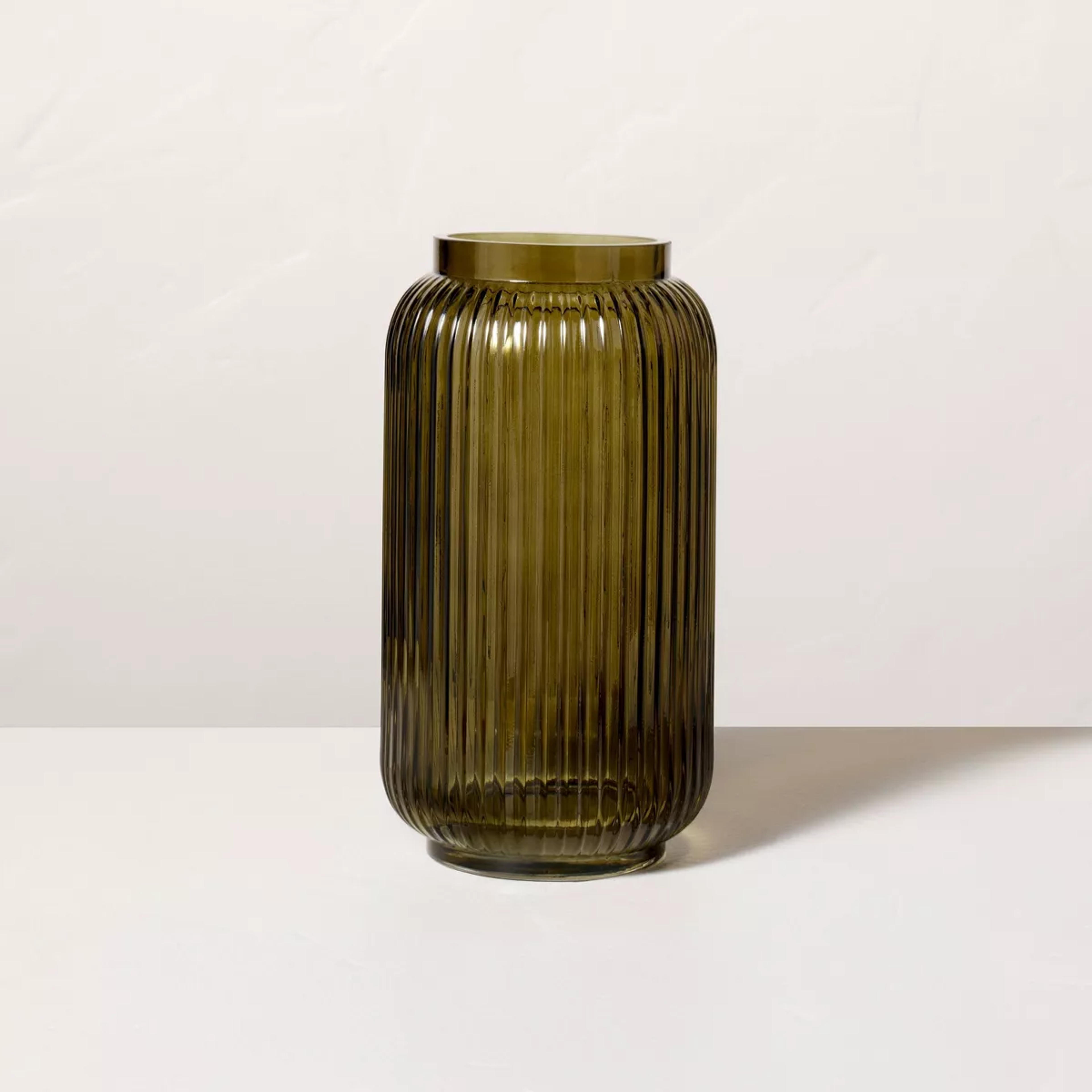 Ribbed Glass Jug Vase Dark Green - Hearth & Hand™ With Magnolia : Target