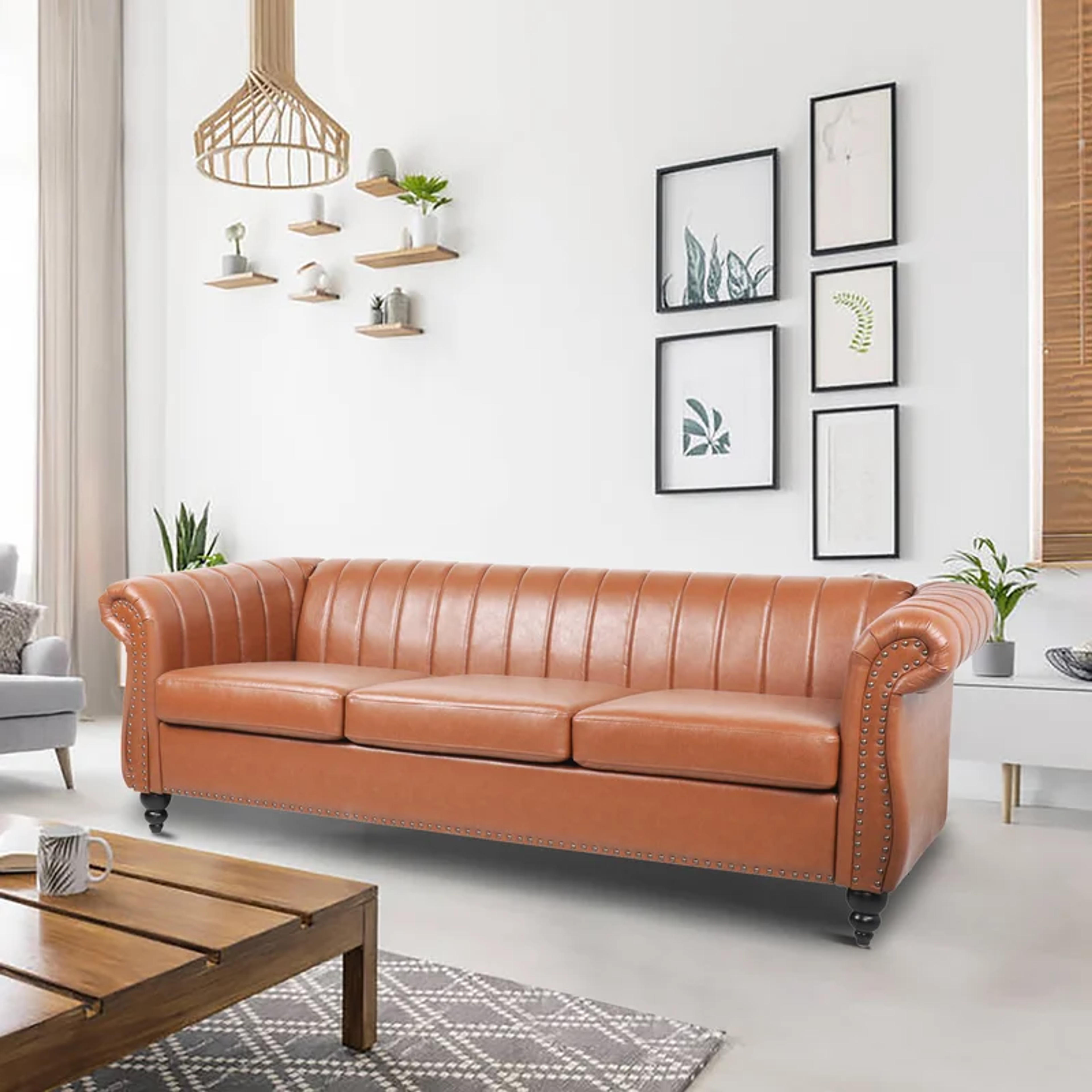 Canora Grey Aleetha 84'' Vegan Leather Sofa | Wayfair