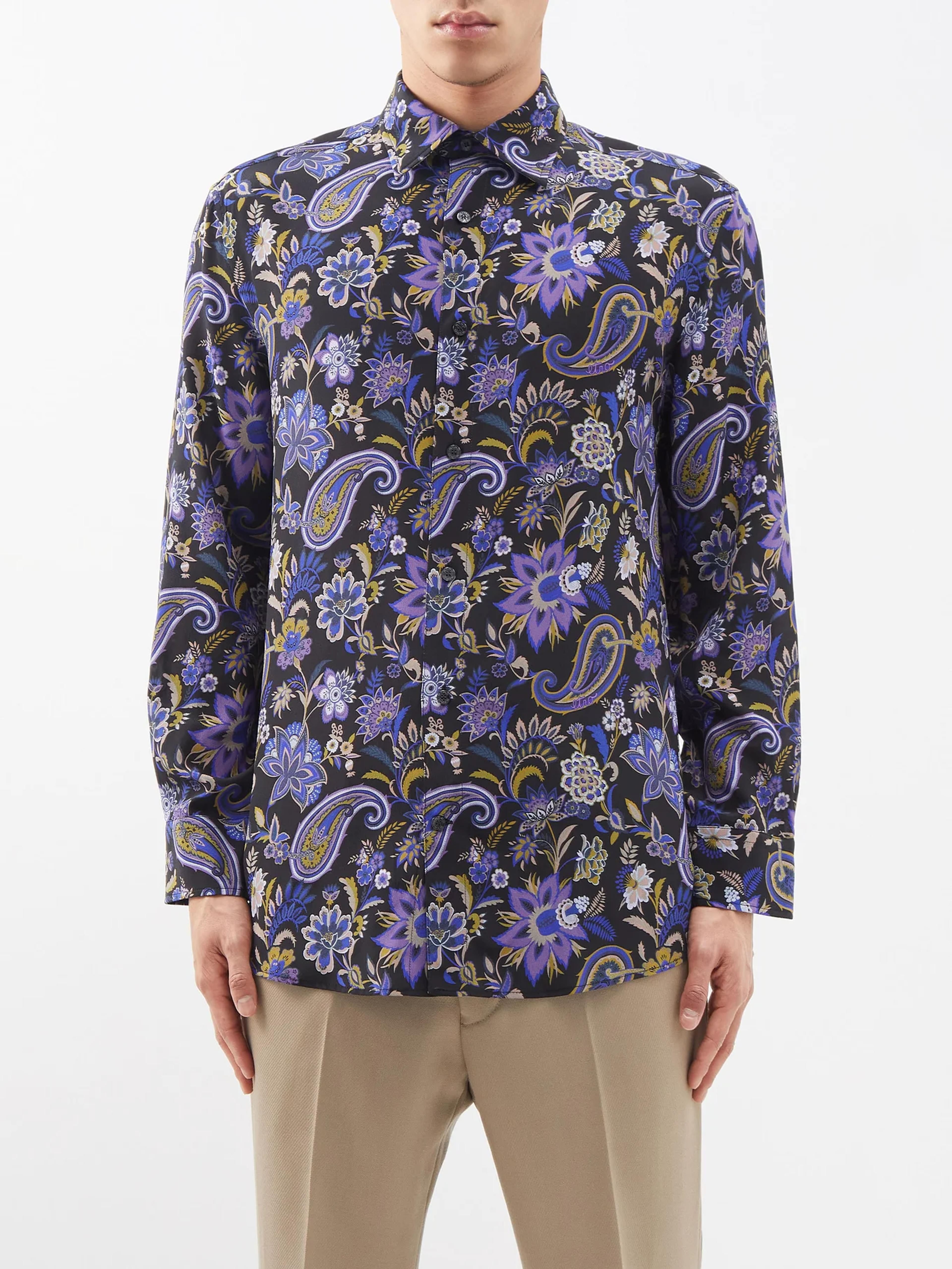 Blue Paisley-print silk shirt | Etro | MATCHESFASHION US