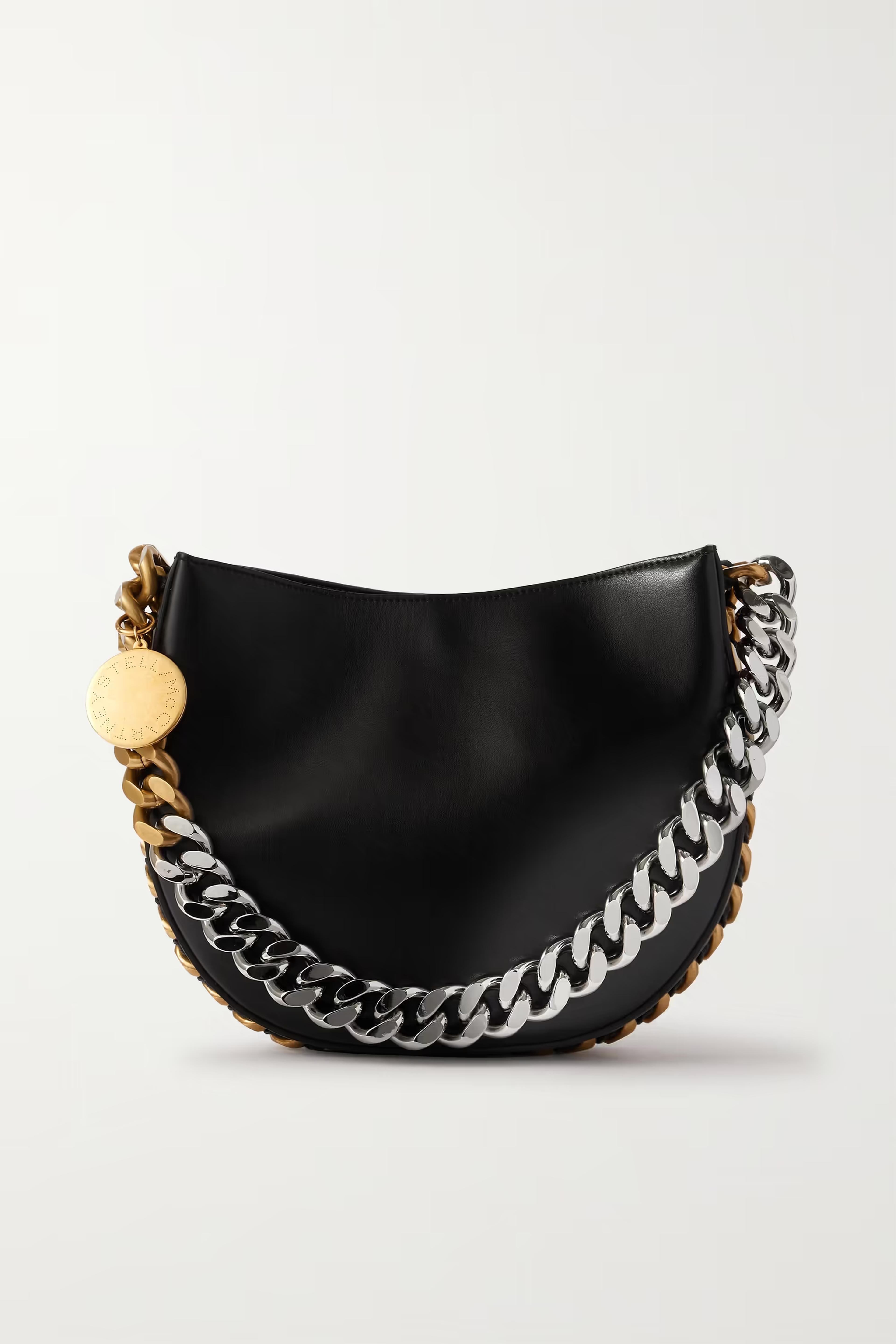 Black The Frayme medium vegetarian leather shoulder bag | STELLA MCCARTNEY | NET-A-PORTER