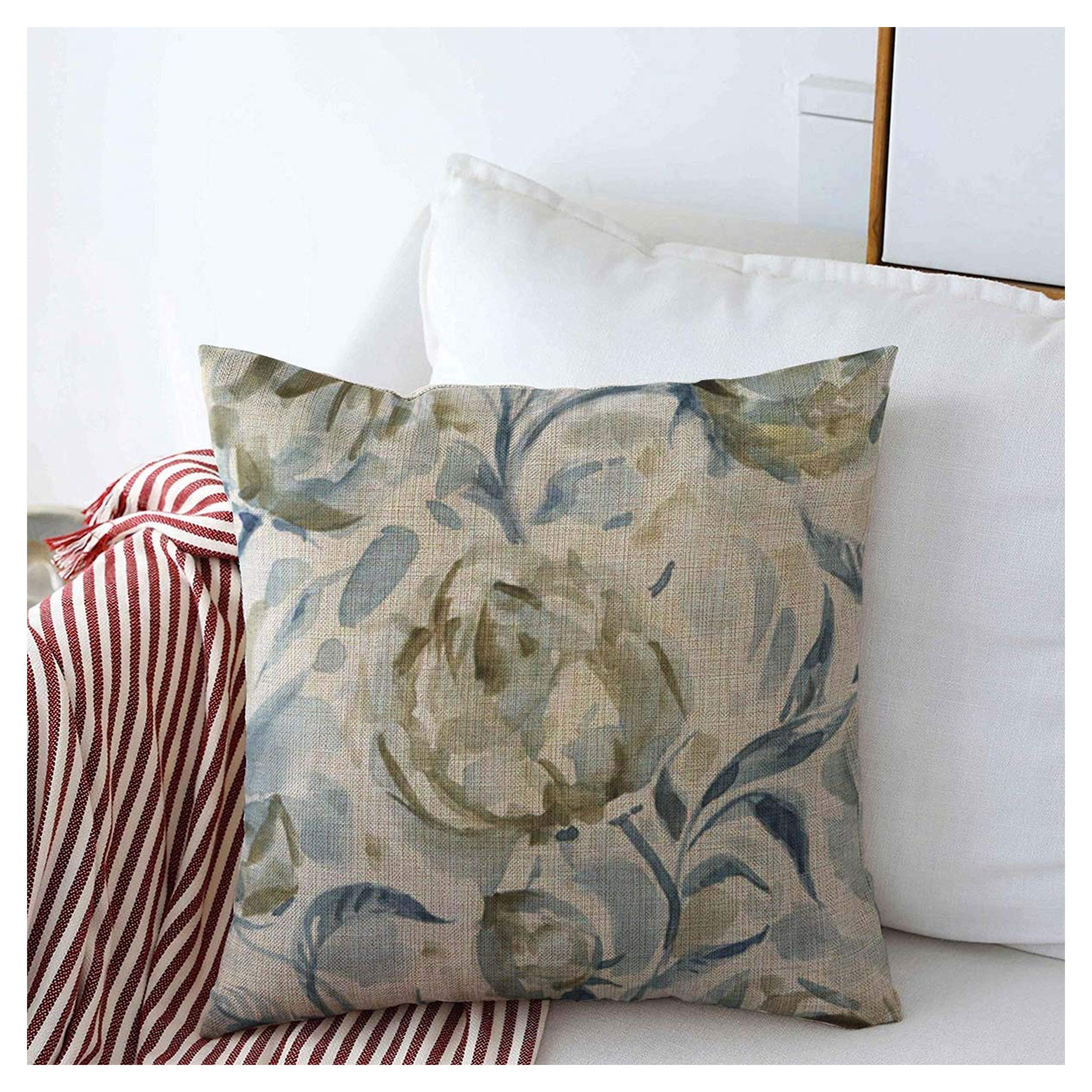 Amazon.com: Throw Pillow Covers 16" x 16" Rose Abstract Roses Hand Drawn Floral Pattern Watercolor Bright Nature Flower Artistic Blossom Design Cushion Square Linen Pillowcase for Winter Home Decoration : Home & Kitchen