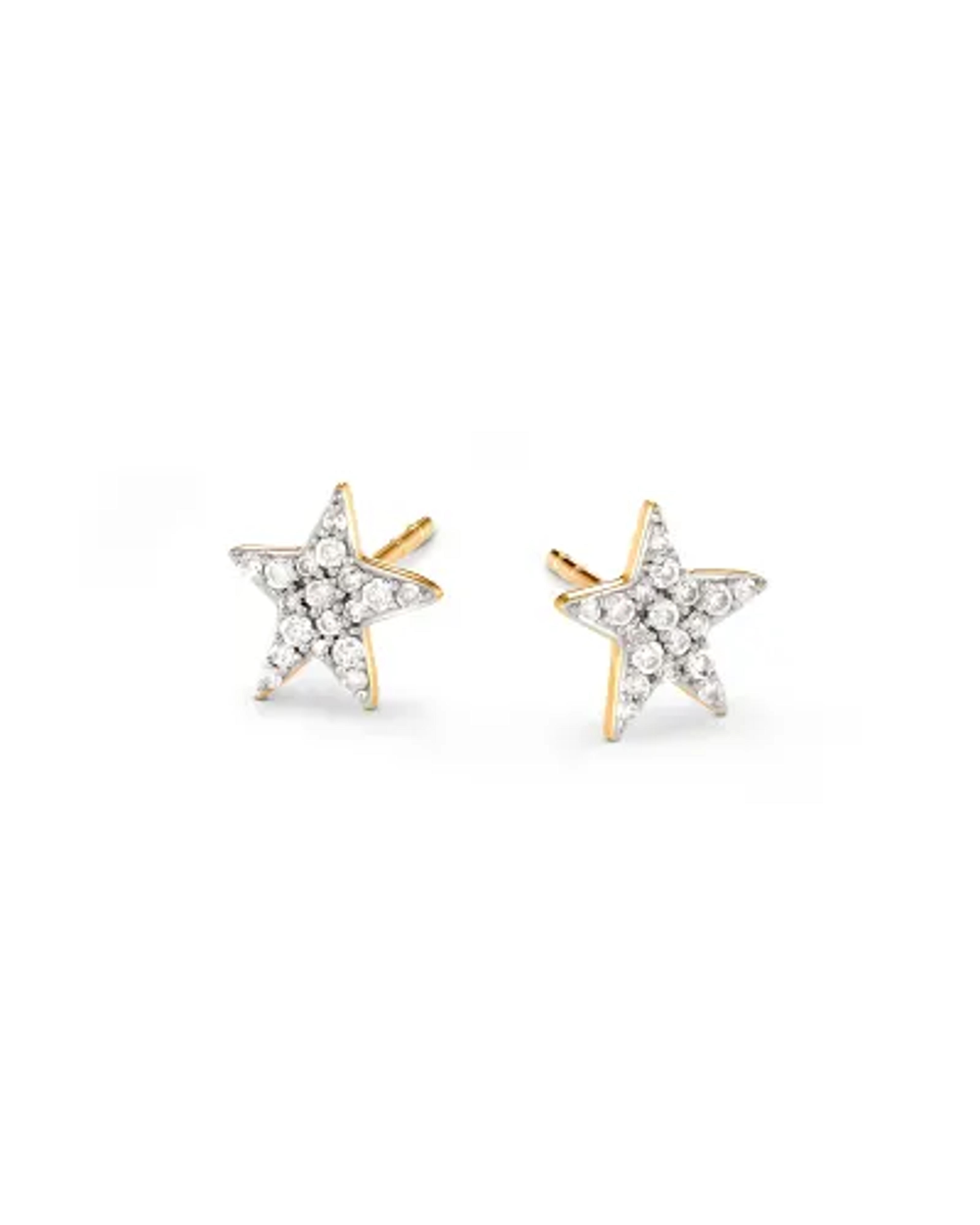 Star 14k Yellow Gold Stud Earrings in White Diamonds | Kendra Scott