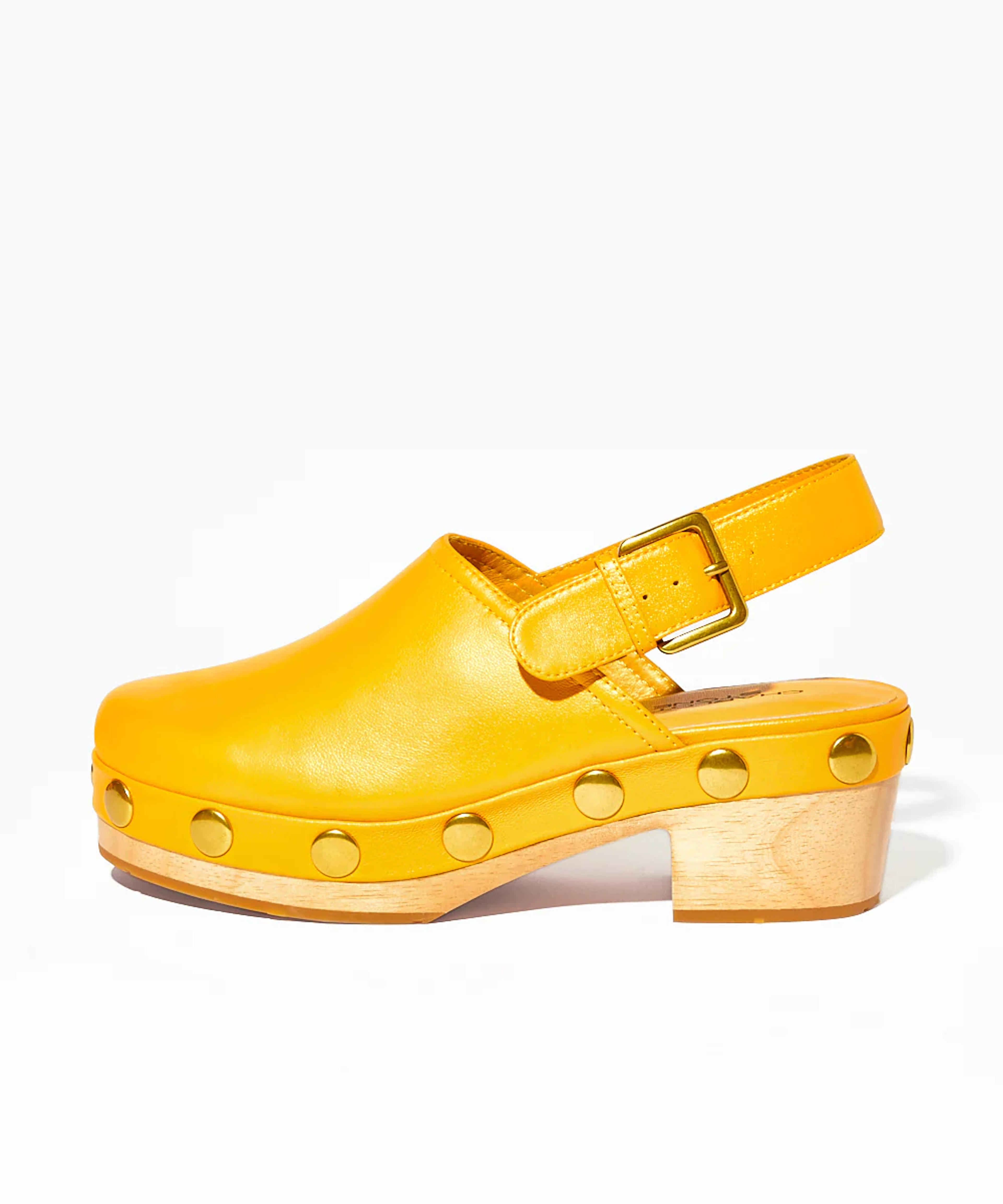 Jona Slingback Low Heel Clog, Ochre Yellow – Charlotte Stone