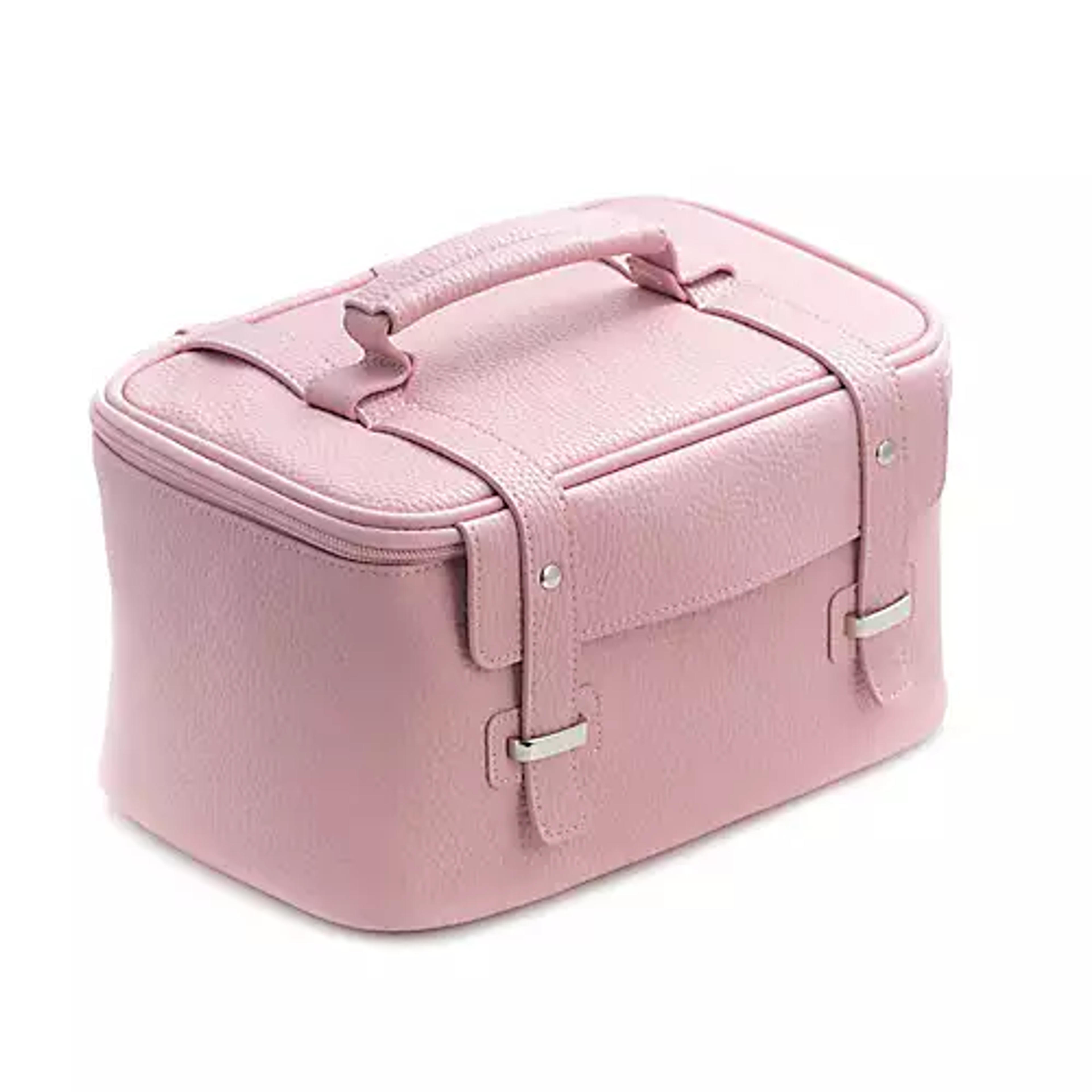 Bey-Berk 4-Piece Leatherette Cosmetic Case in Pink