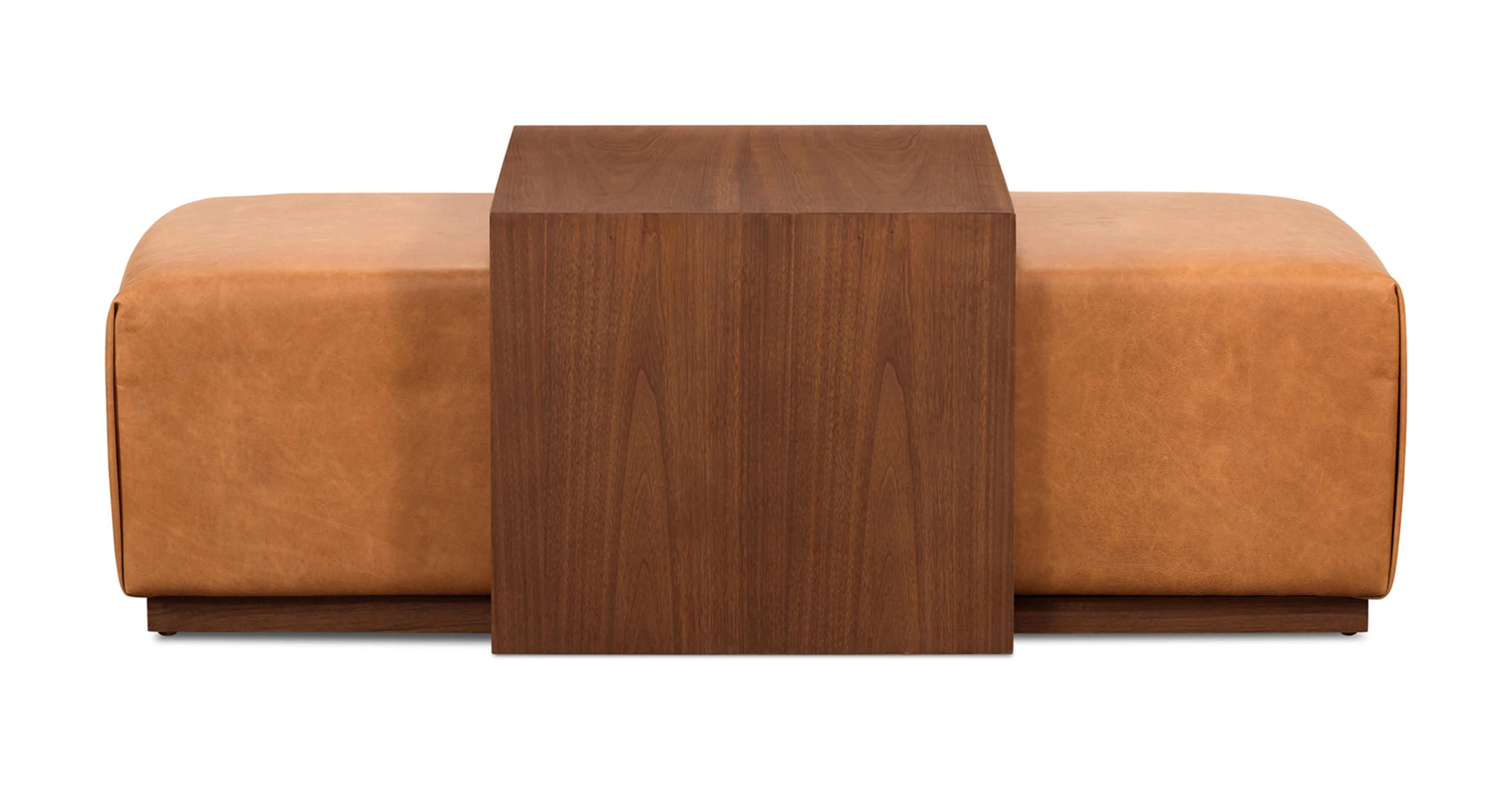 Jarmo Leather Ottoman with Walnut Table – Poly & Bark