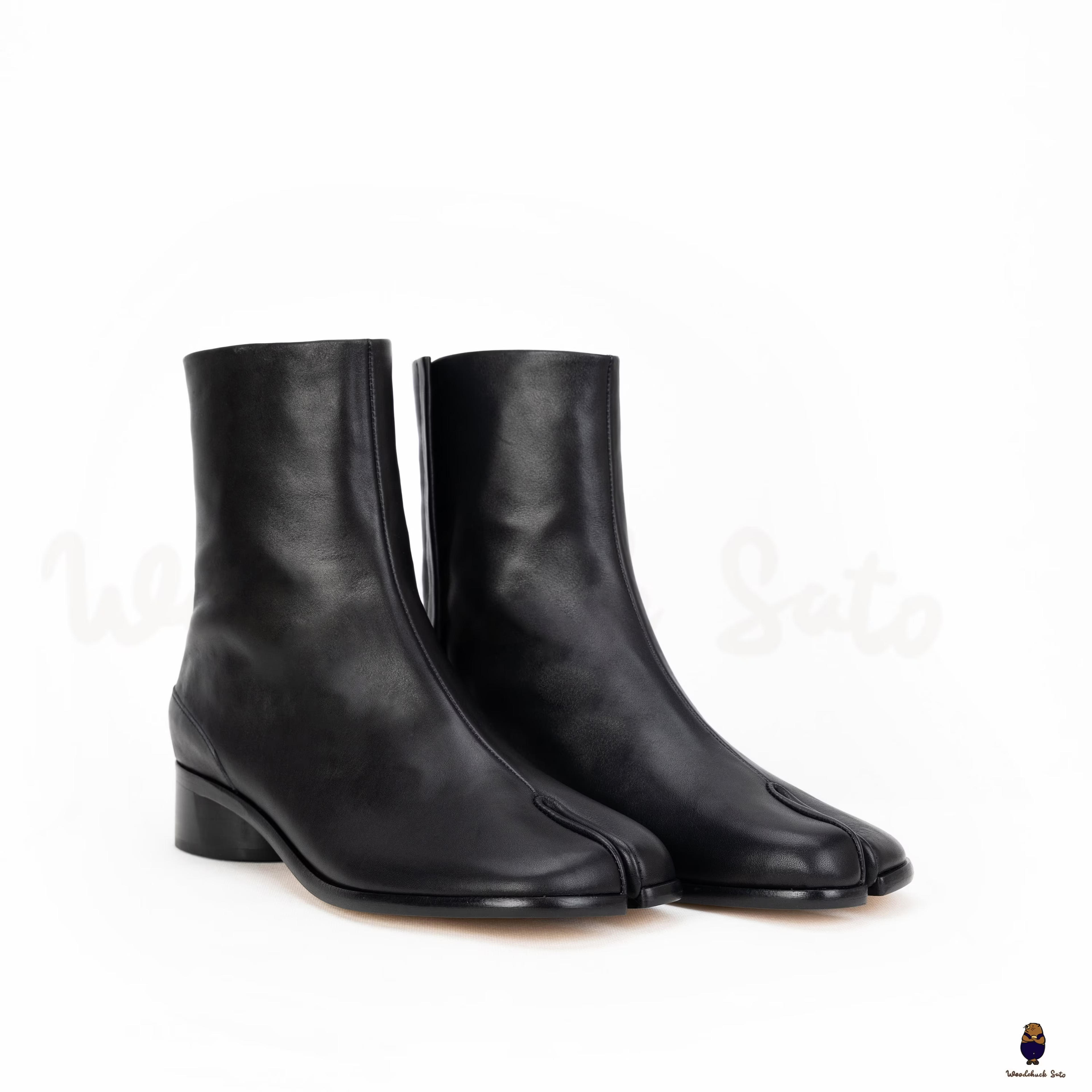 Botas tabi negras punta partida mujer/hombre piel tacón 3cm - Etsy México