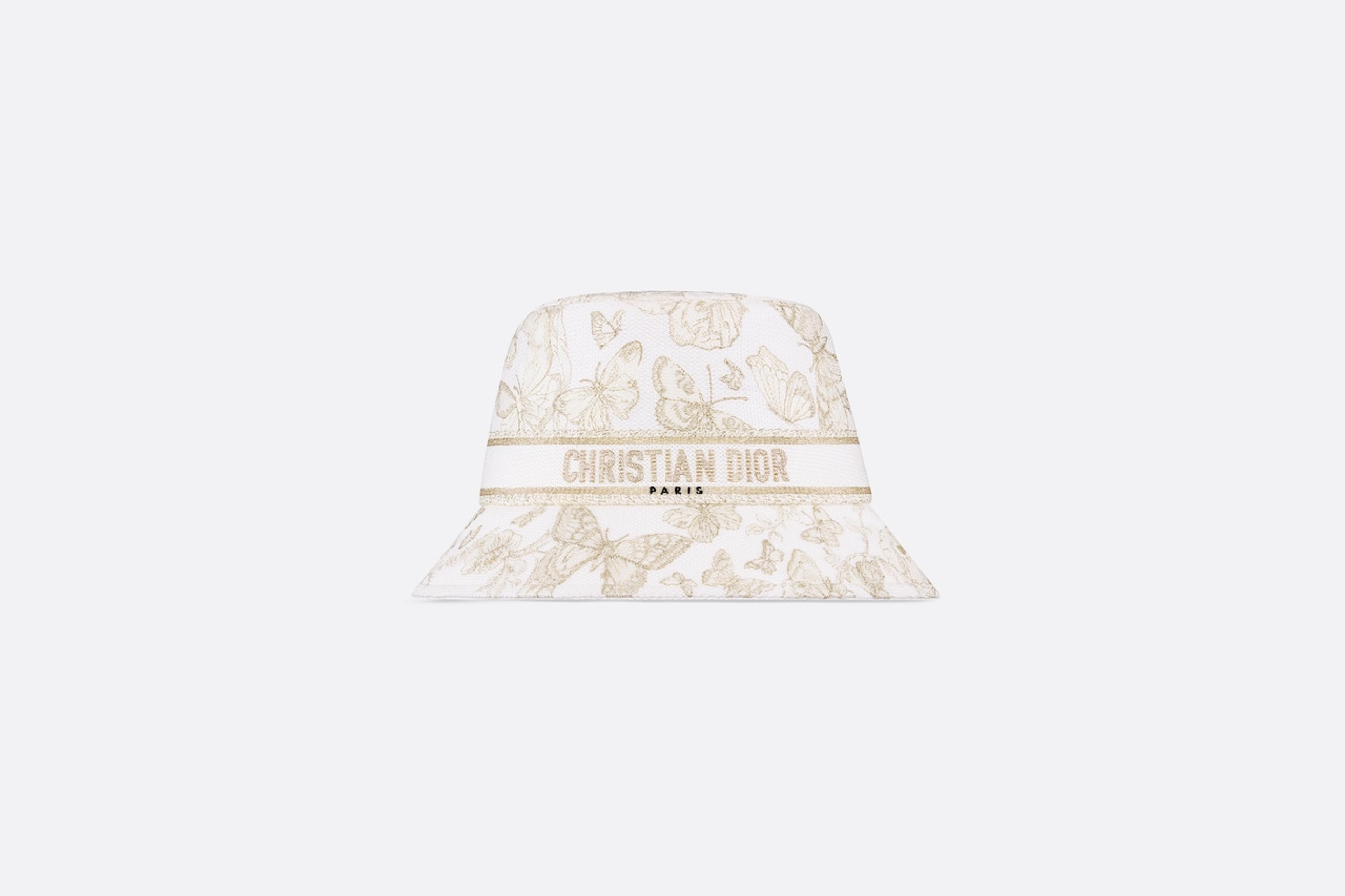 D-Bobby Toile de Jouy Mexico Small Brim Bucket Hat White and Gold-Tone Embroidery | DIOR US