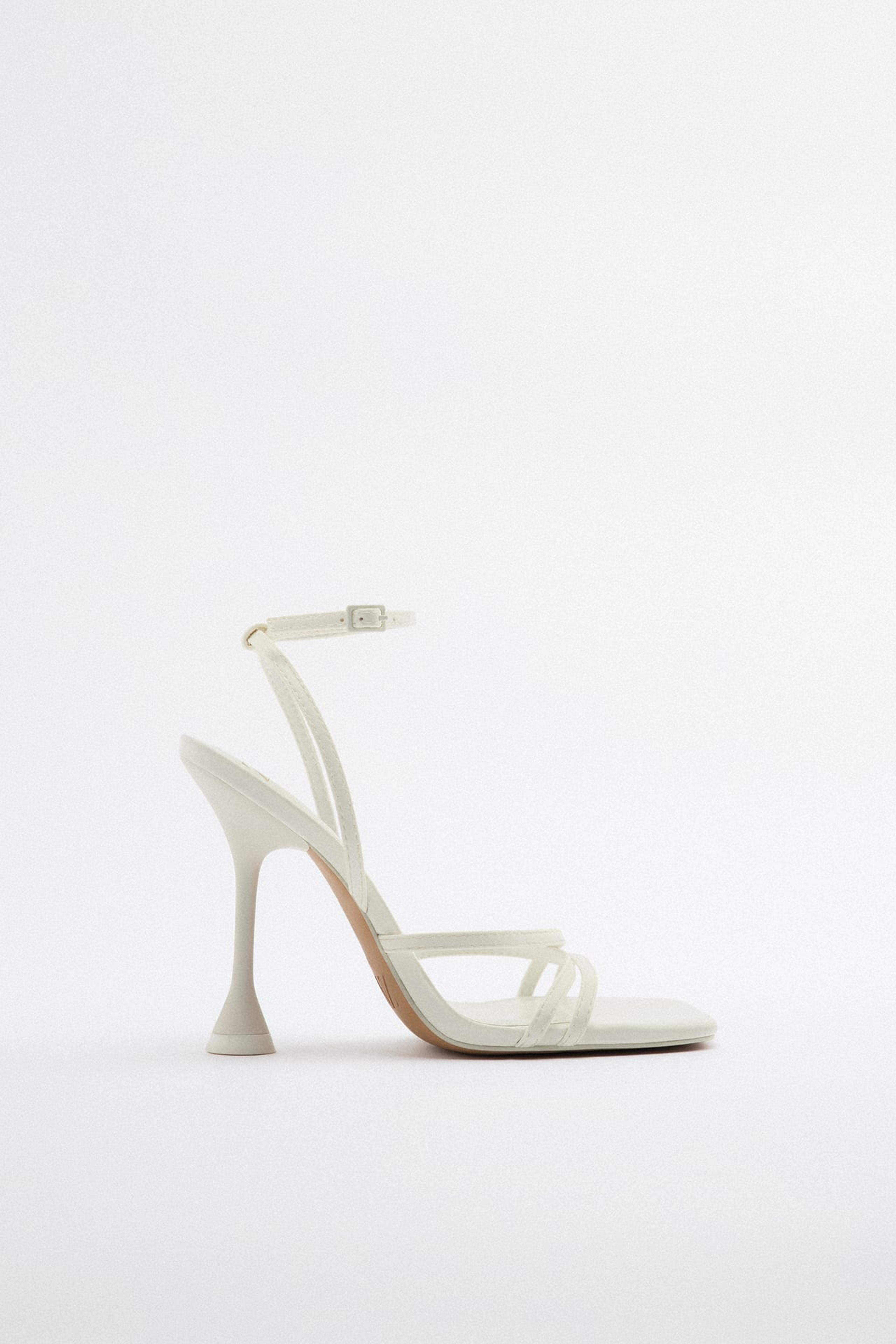 HIGH HEELED STRAPPY SANDALS - White | ZARA United States