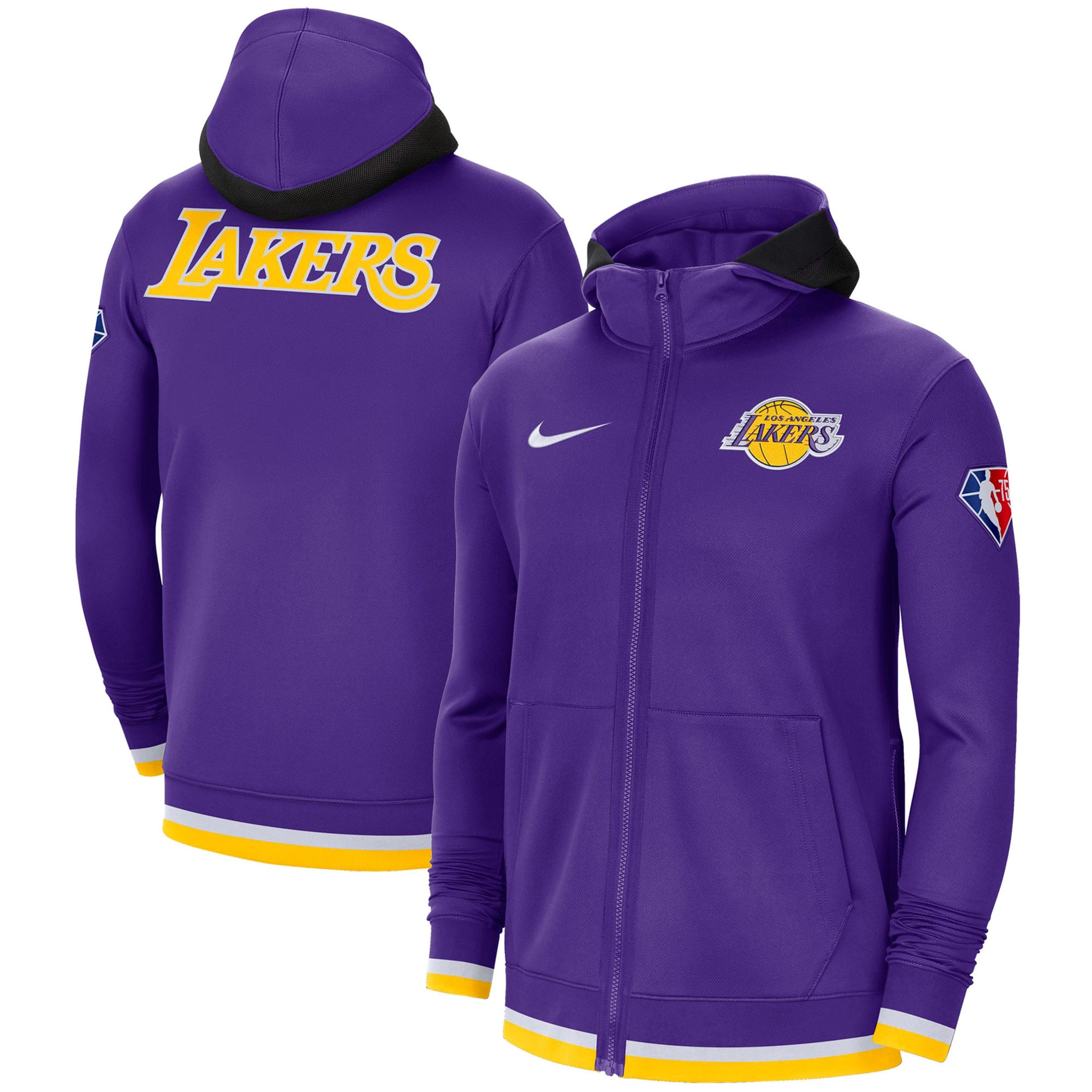 Men's Los Angeles Lakers Nike Purple 75th Anniversary Performance Showtime Full-Zip Hoodie Jacket