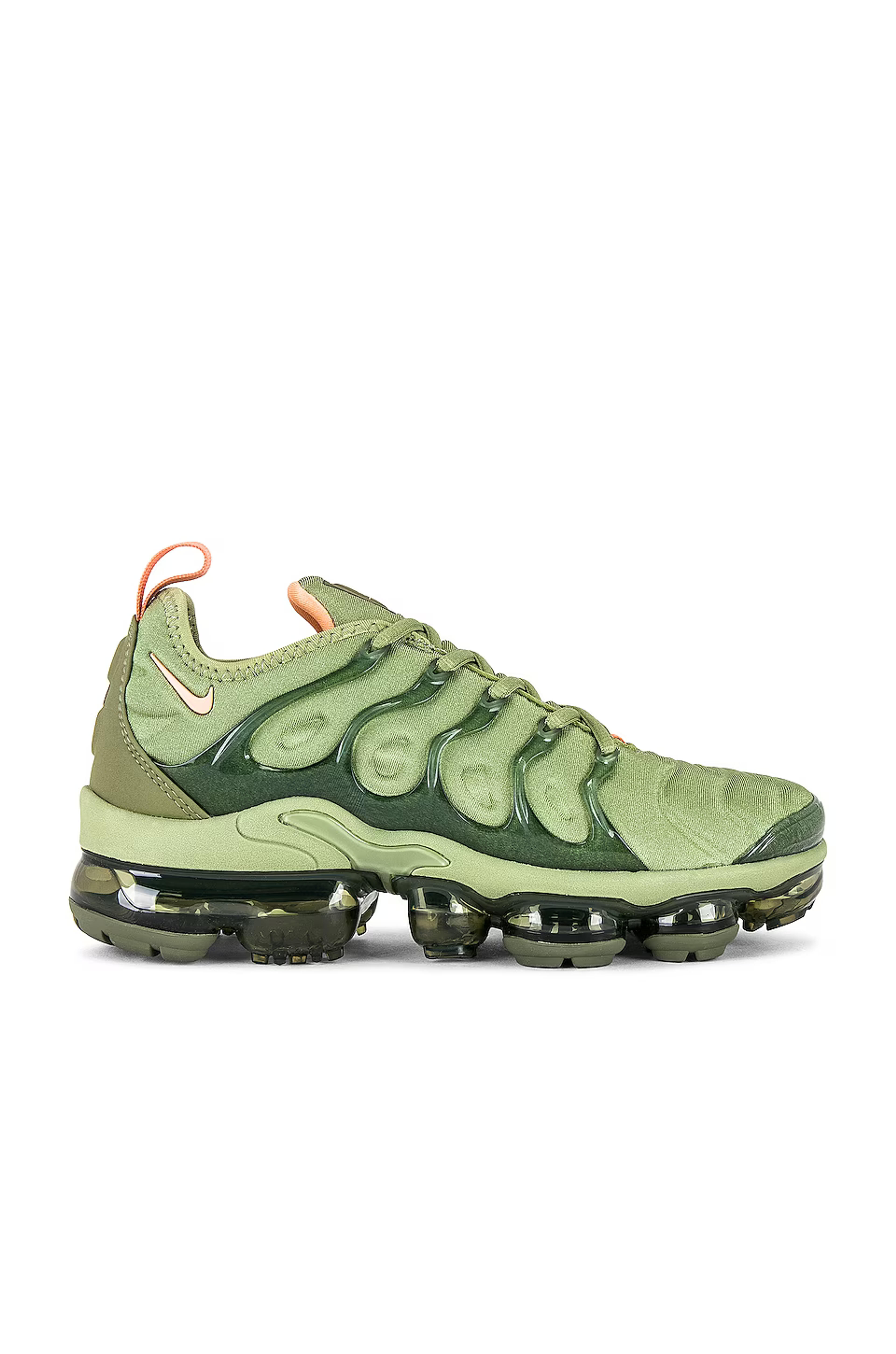 Nike Air Vapormax Plus Sneaker in Alligator, Orange Trance, & Medium Olive | REVOLVE