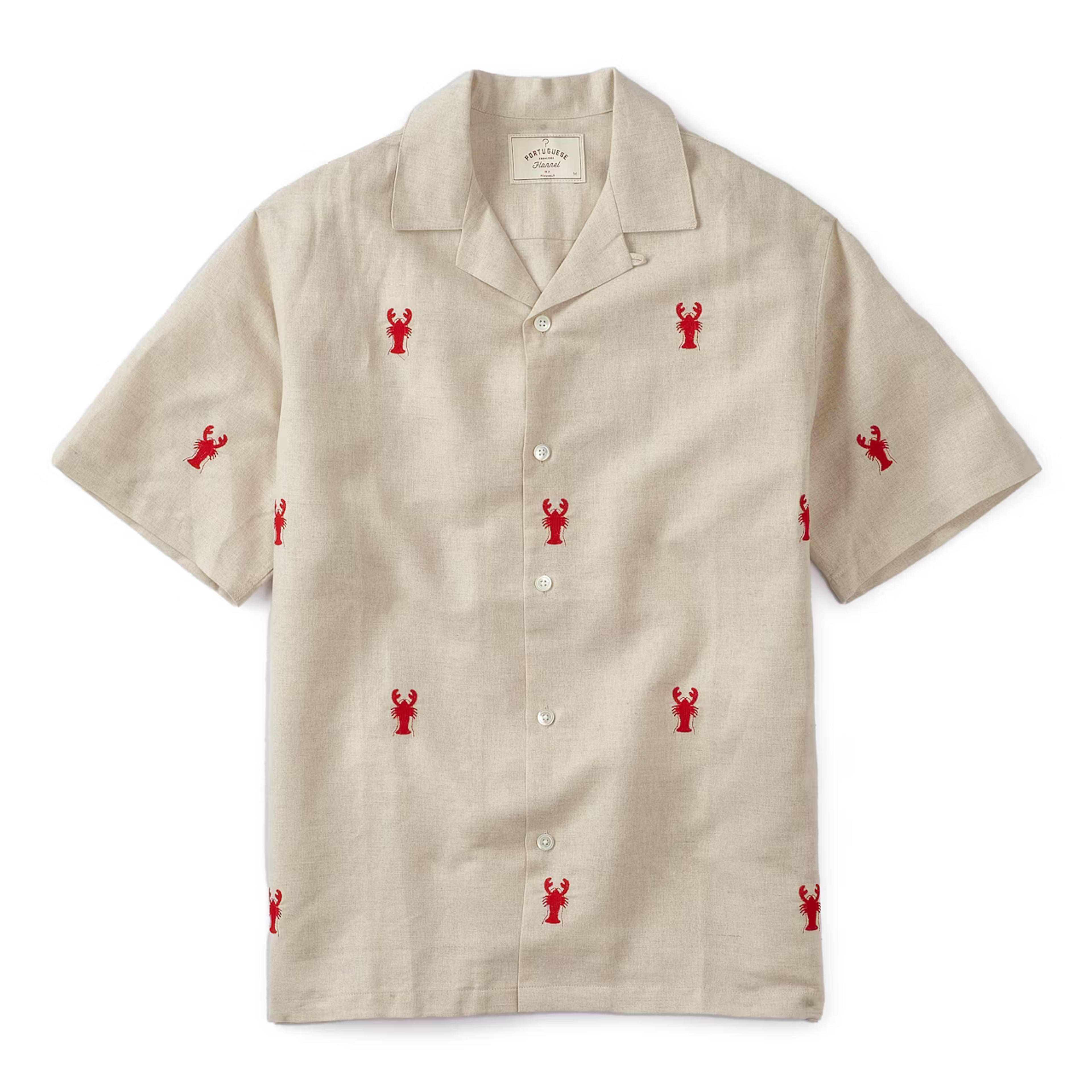 Portuguese Flannel Lobster Camp Collar Shirt - Natural | Short Sleeve Shirts | Huckberry