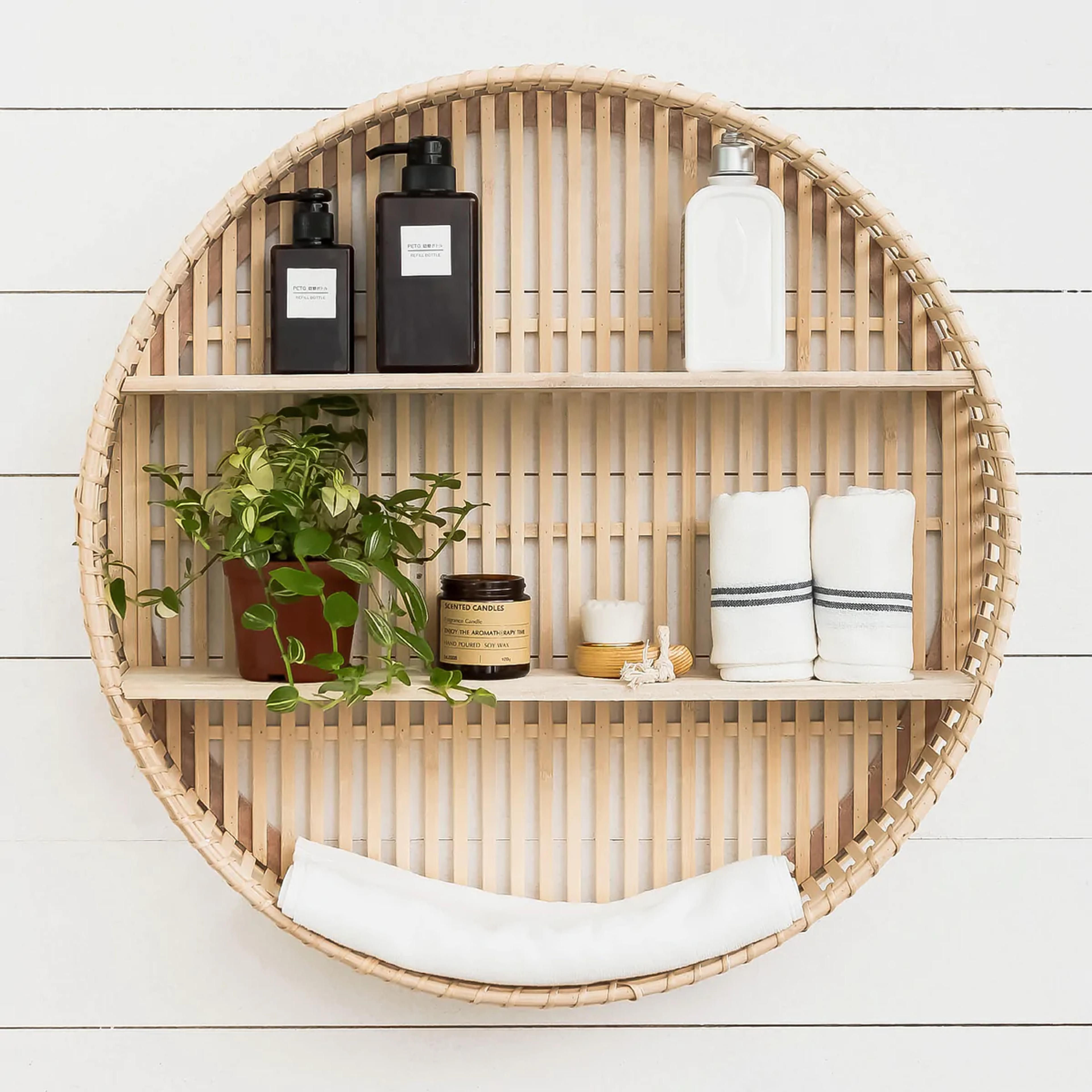 Original Barn丨Boho Bamboo Round Wall Shelf