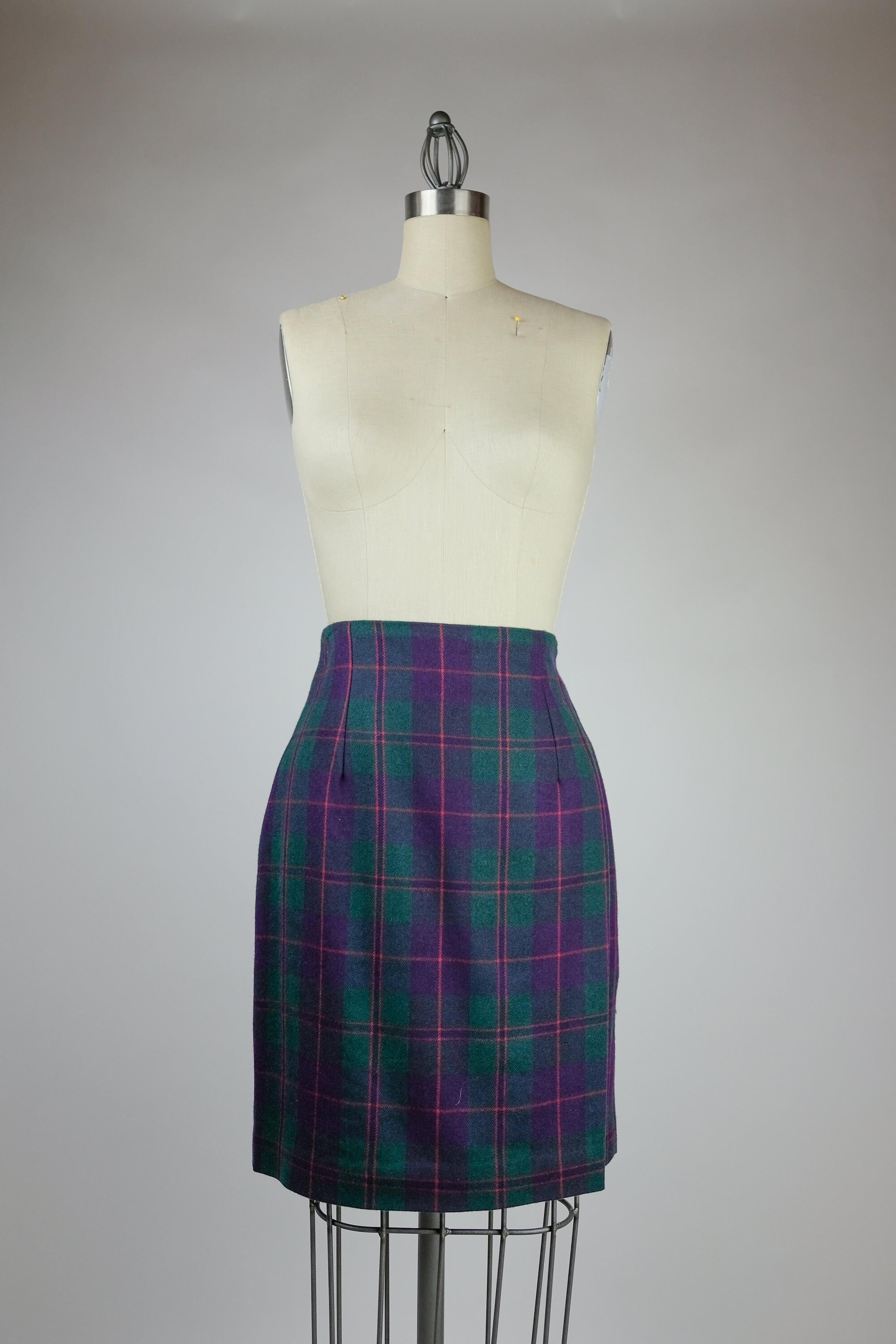 1990s Talbots Petite Purple & Green Plaid Mini Skirt - Etsy