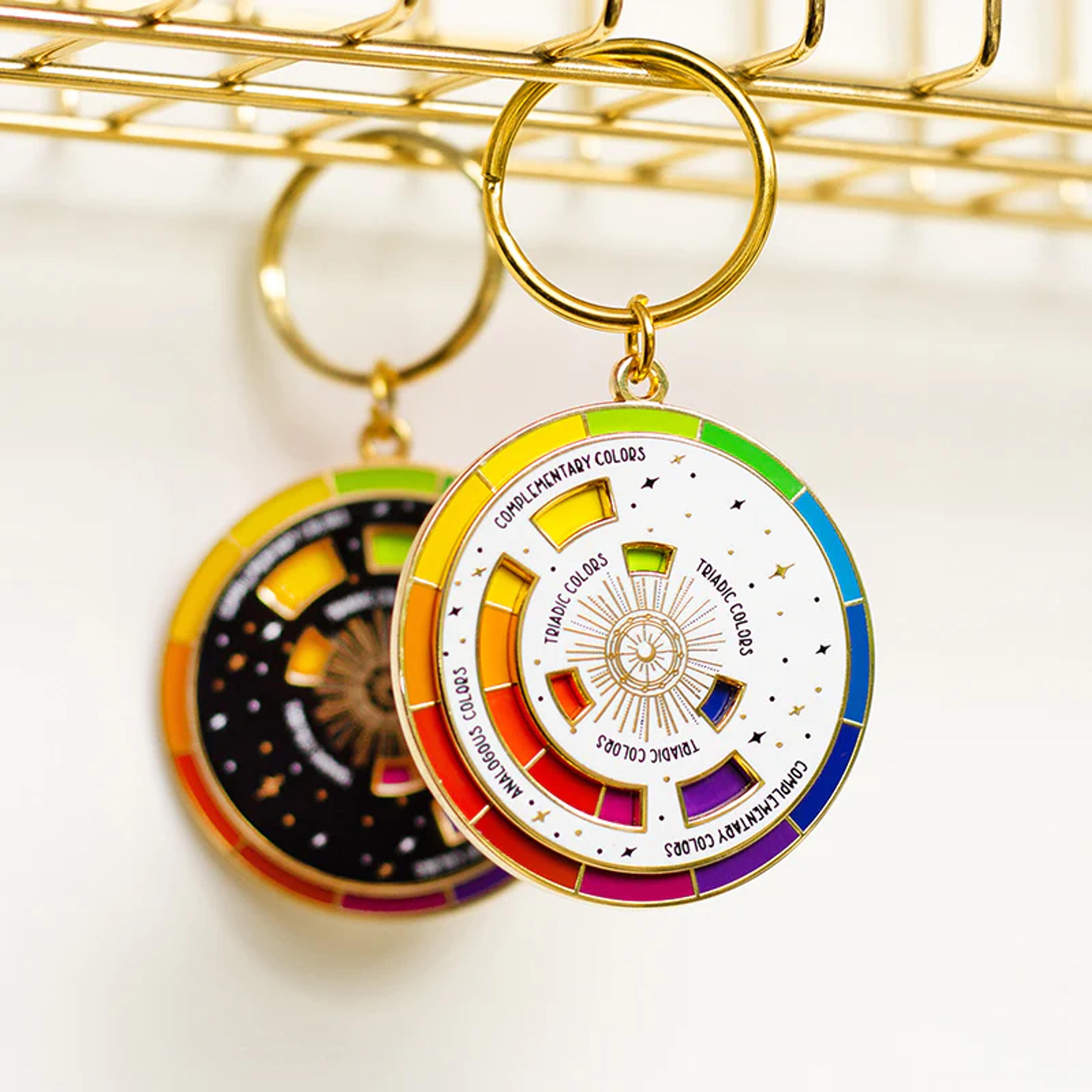 Rainbow Color Wheel Interactive Enamel Spinner Pin