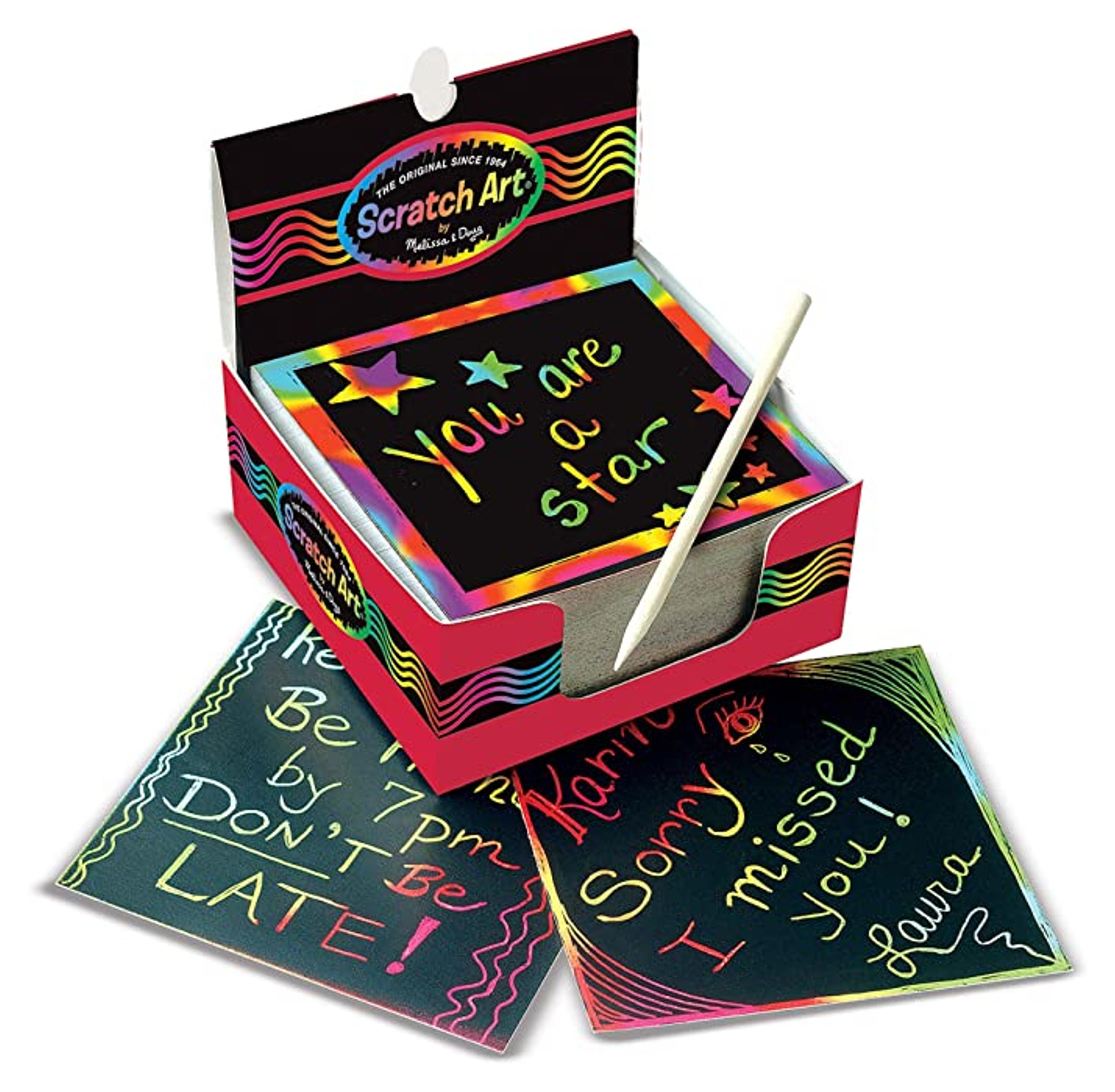 Amazon.com: Melissa & Doug Scratch Art Rainbow Mini Notes (125) With Wooden Stylus - Color Scratch Art Mini Notes, Party Favors, Stocking Stuffers, Arts And Crafts For Kids : Melissa & Doug: Toys & Games