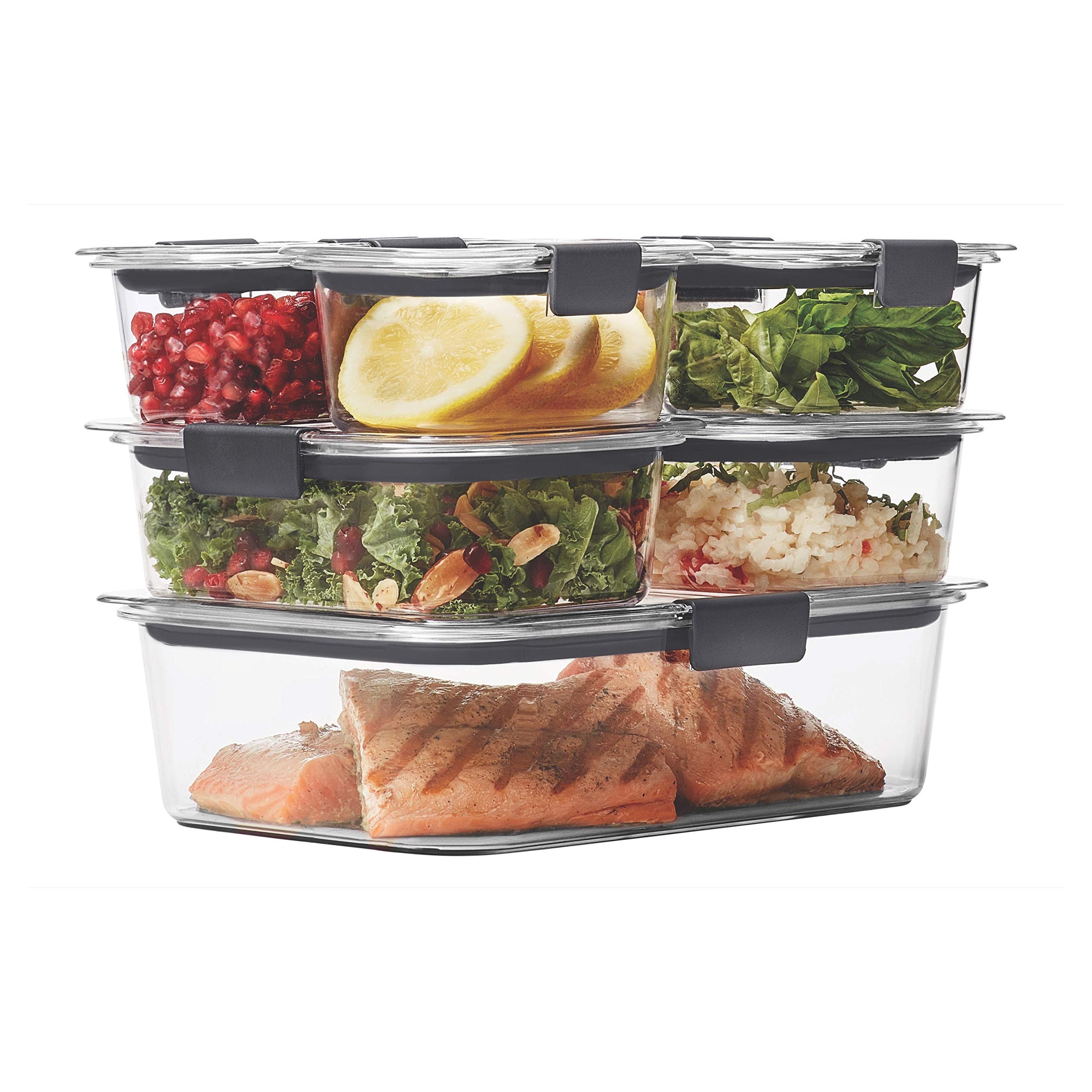 Rubbermaid Brilliance Food Storage Container, 14-Piece Set, 100% Leak-Proof, Plastic, Clear