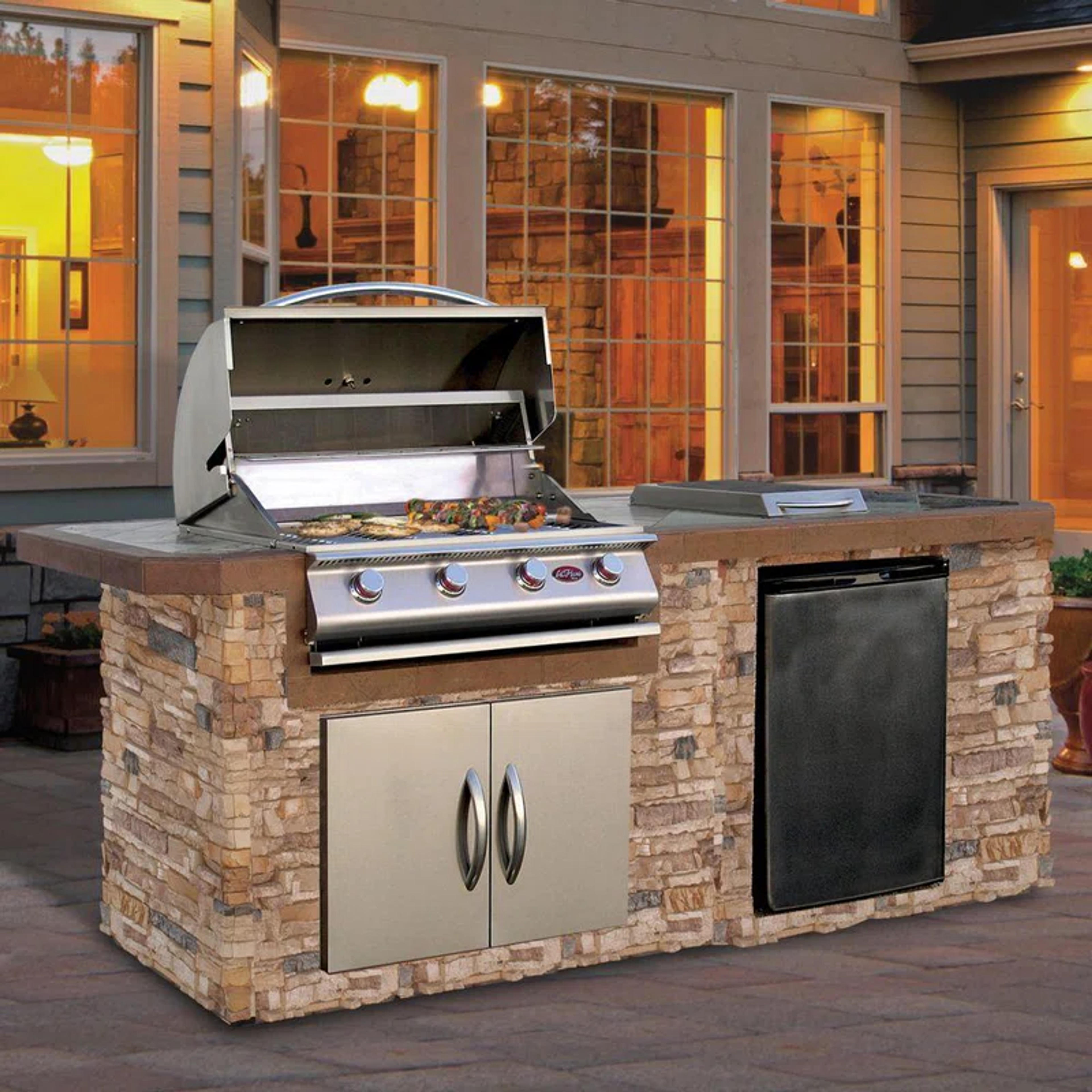 Cal Flame 83.5'' 3 BBQ Grill Island with 4 - Burner Grill | Wayfair