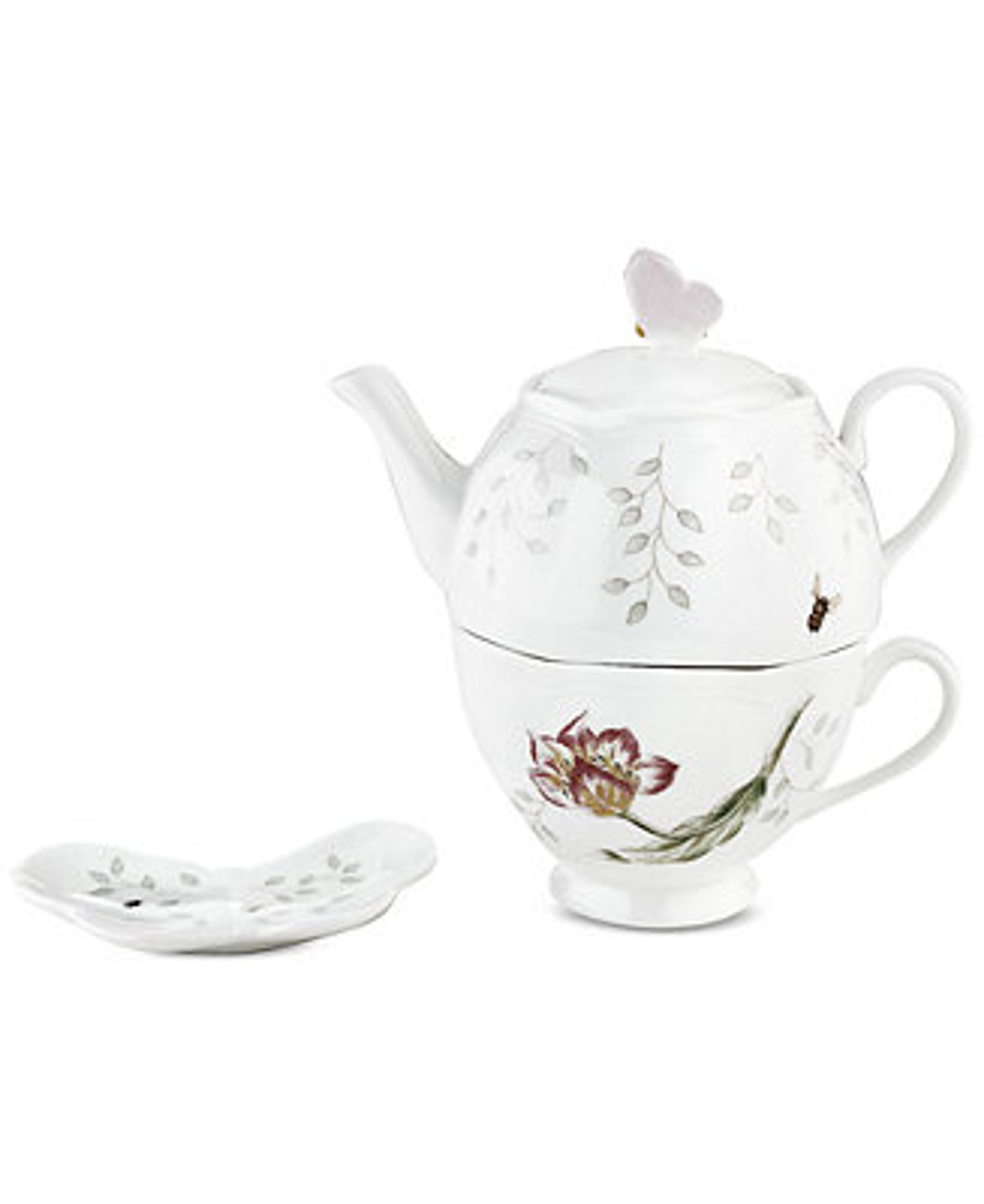 Lenox Butterfly Meadow Stackable Tea Set with Bag Holder & Reviews - Fine China - Macy's