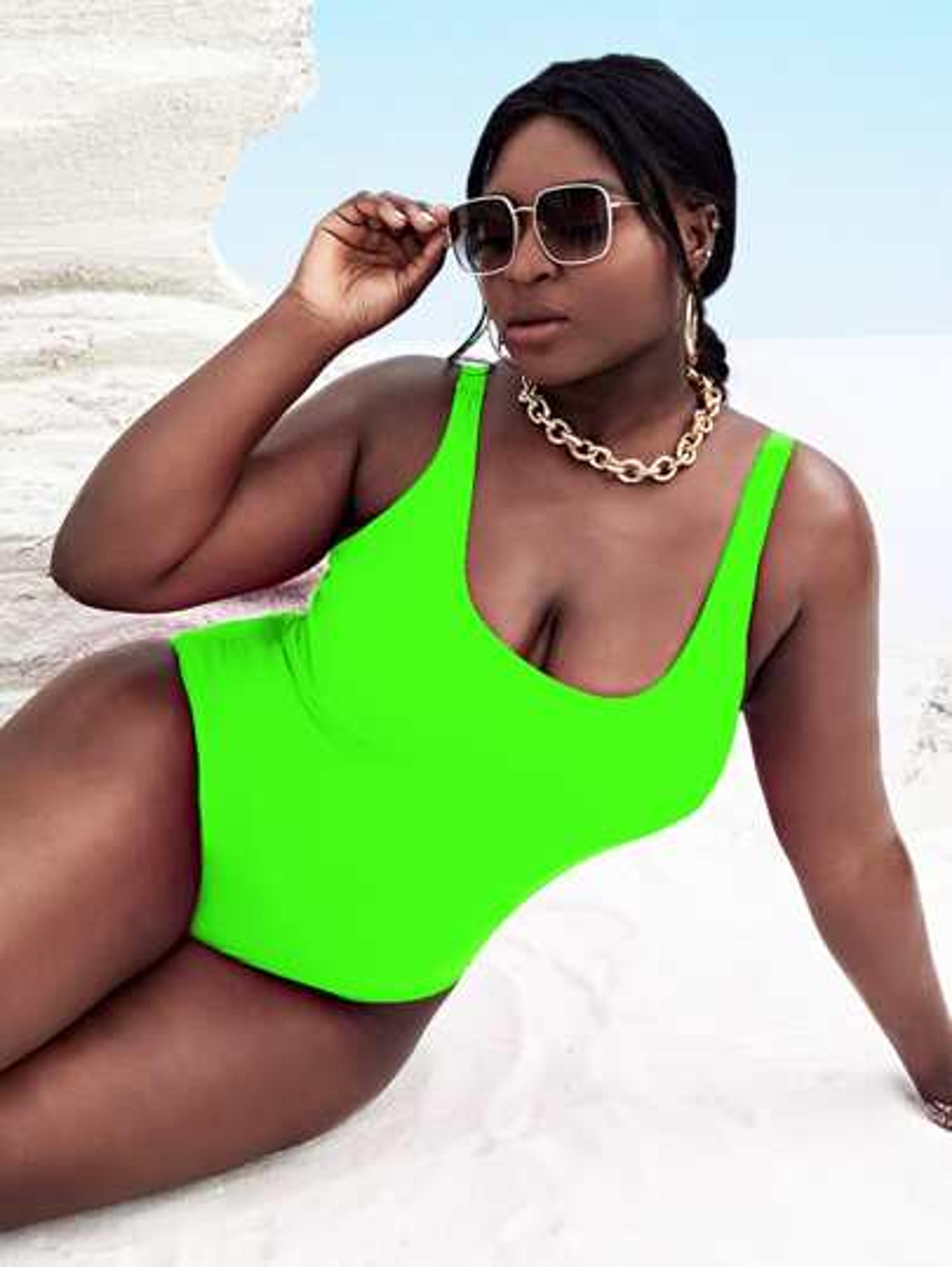 Plus Neon-lime One Piece Swimsuit