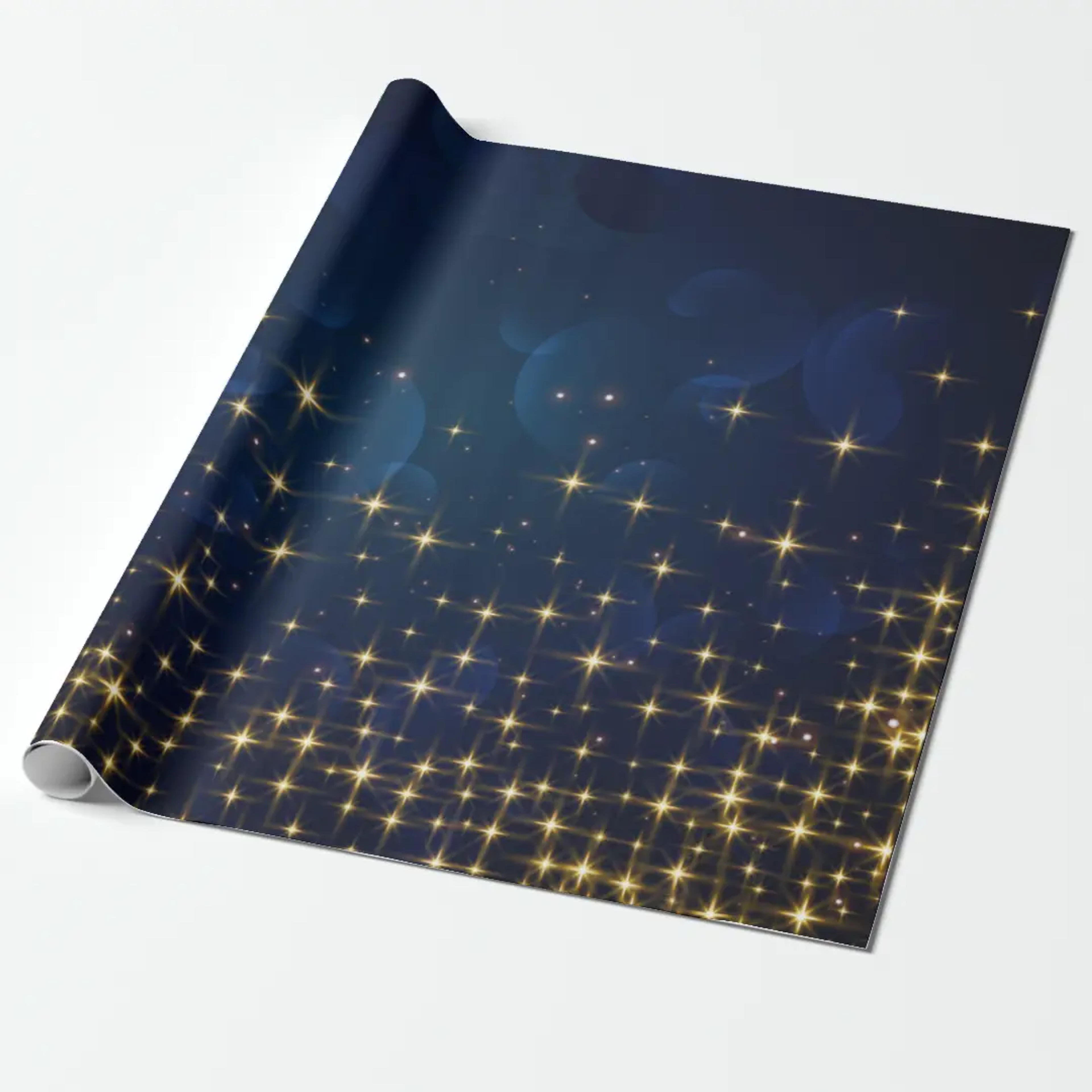 Gold Midnight Blue Sparkle Christmas Holiday Wrapping Paper | Zazzle