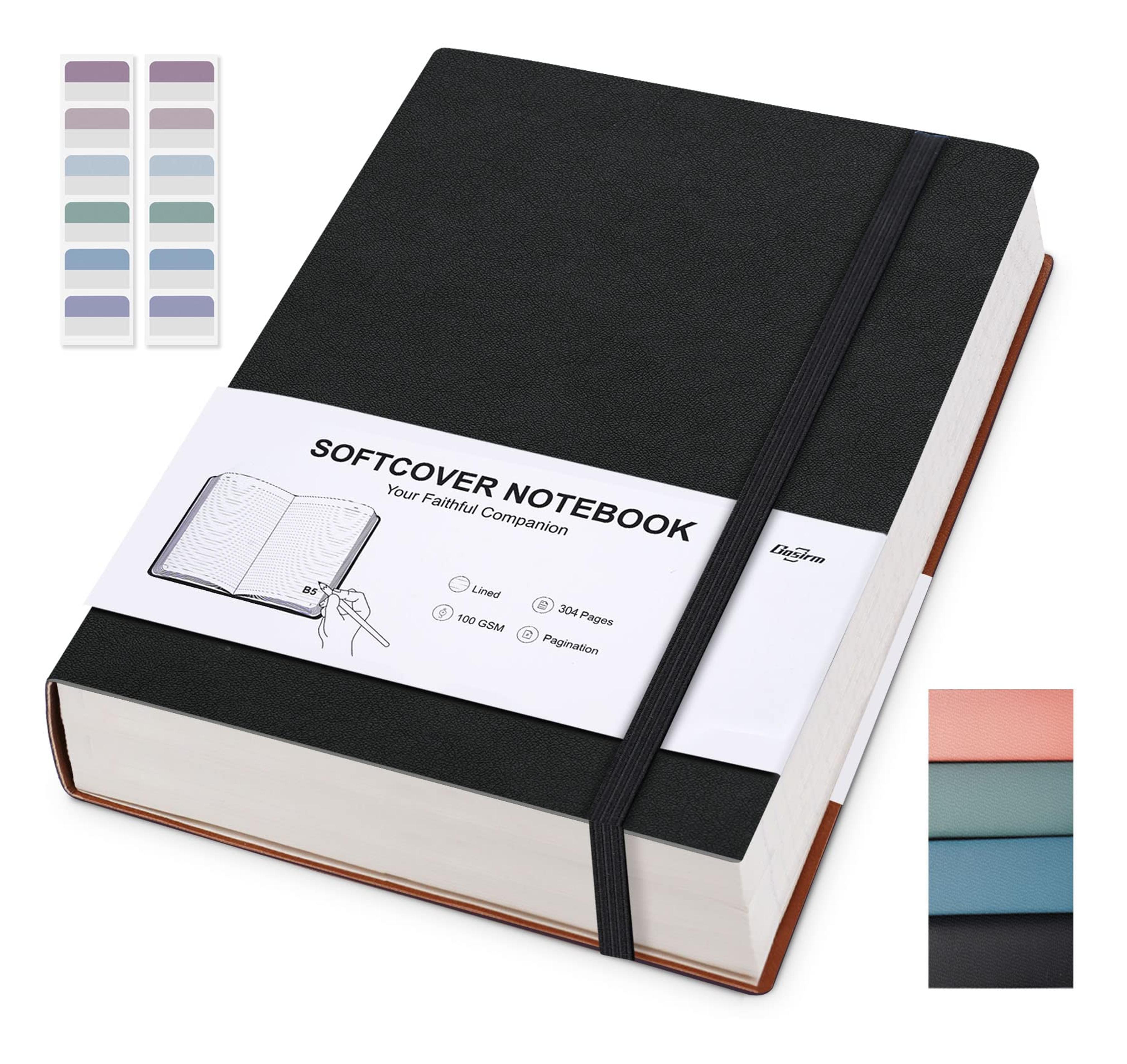 Amazon.com : Lined Journal Notebook - Large B5 College Ruled Notebook Thick Journal with 304 Numbered Lined Paper, 100gsm Thick Paper, for Women Men Work School, 7.6'' X 10'', Faux Leather Softcover Black : Office Products