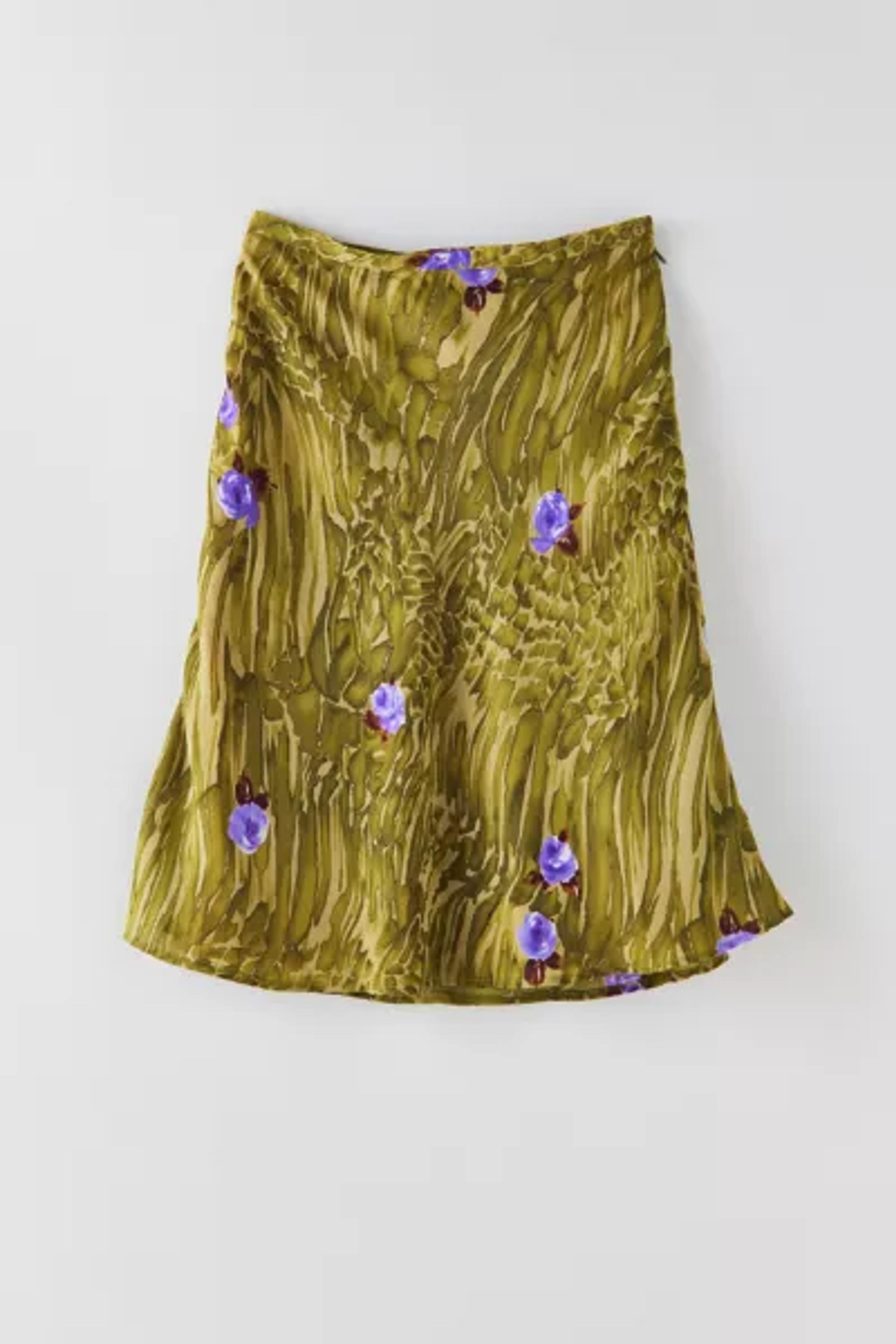 Vintage Abstract Floral Midi Skirt