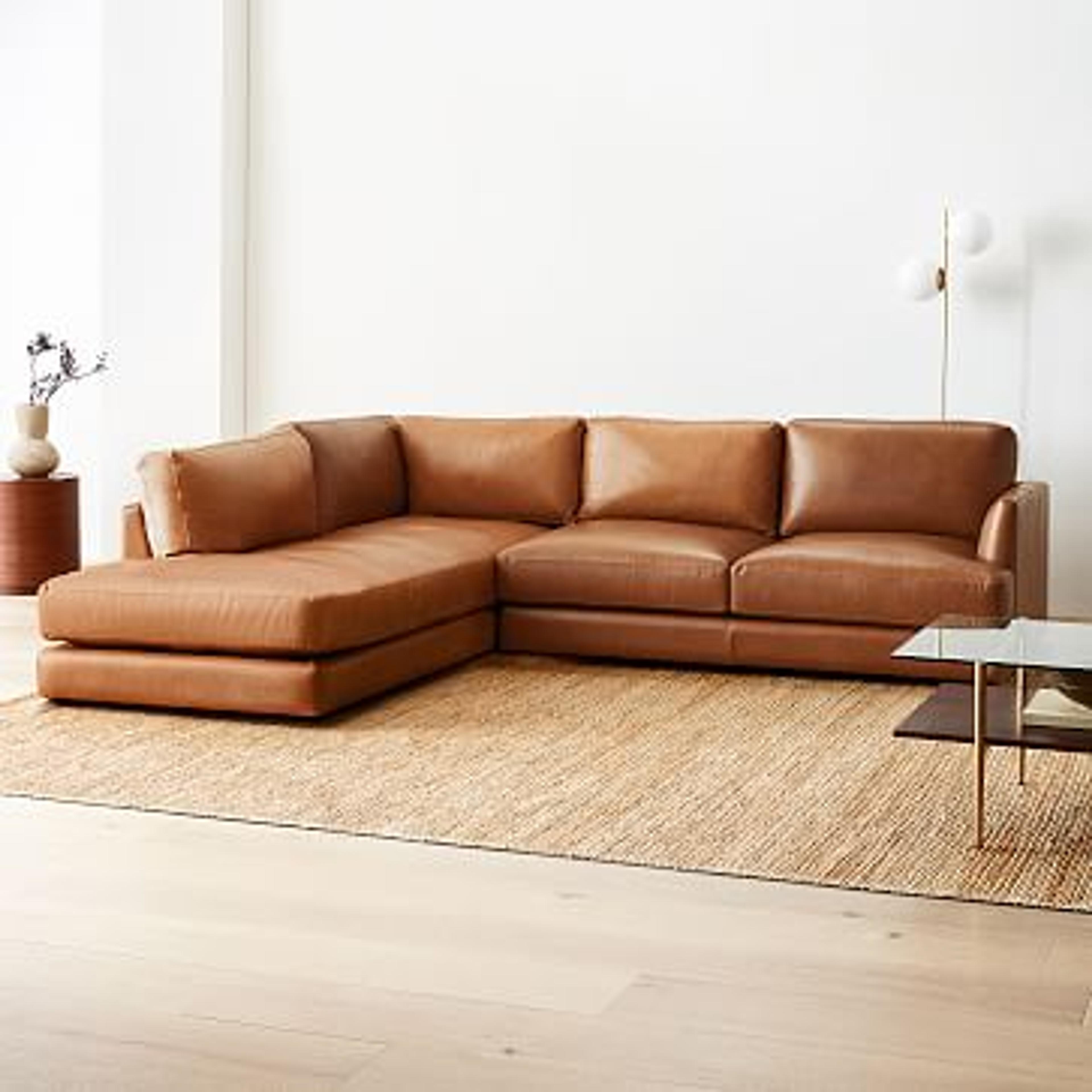 Haven Leather 2-Piece Bumper Chaise Sectional (108") | West Elm