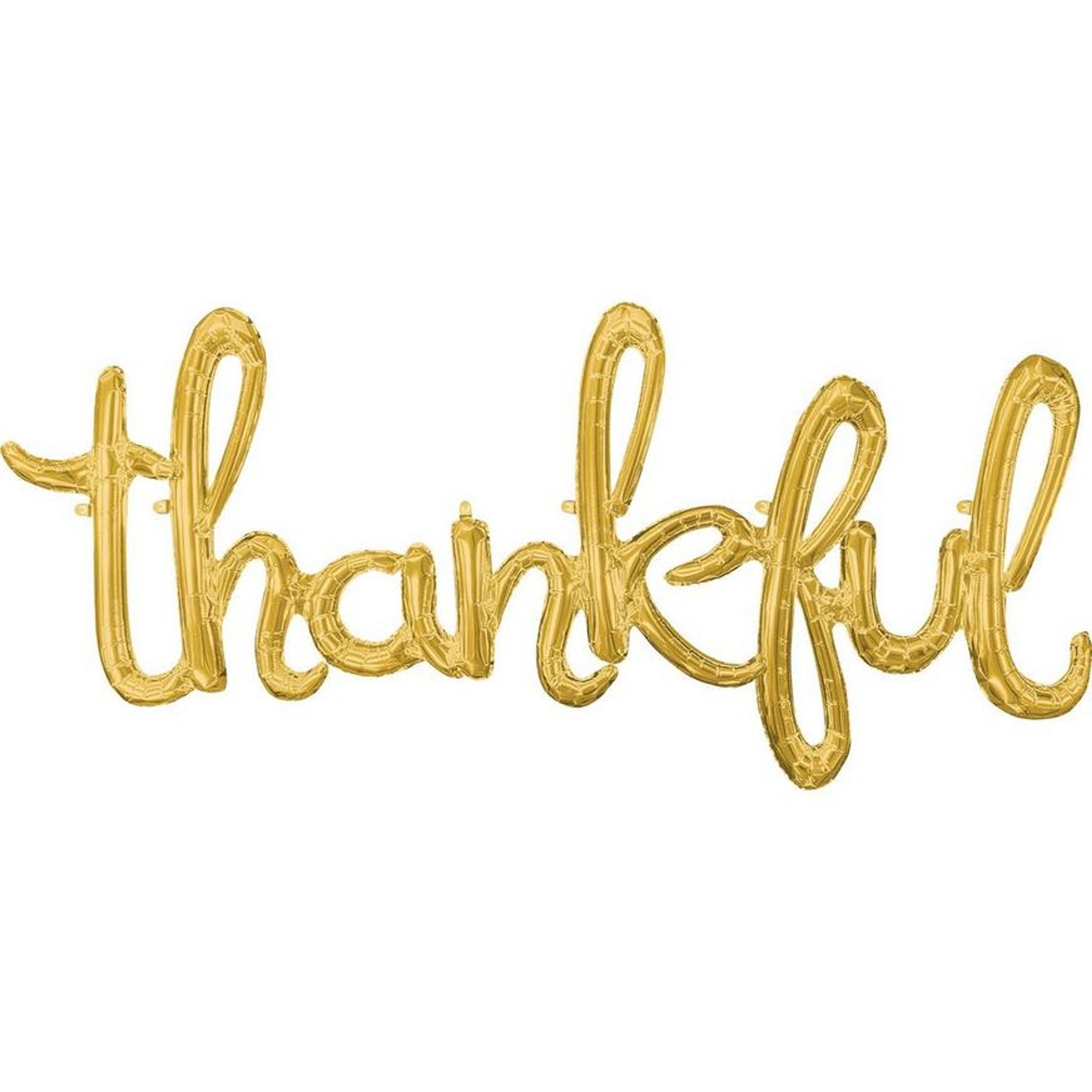 Air-Filled Gold Thankful Foil Balloon Phrase, 55in | Party City