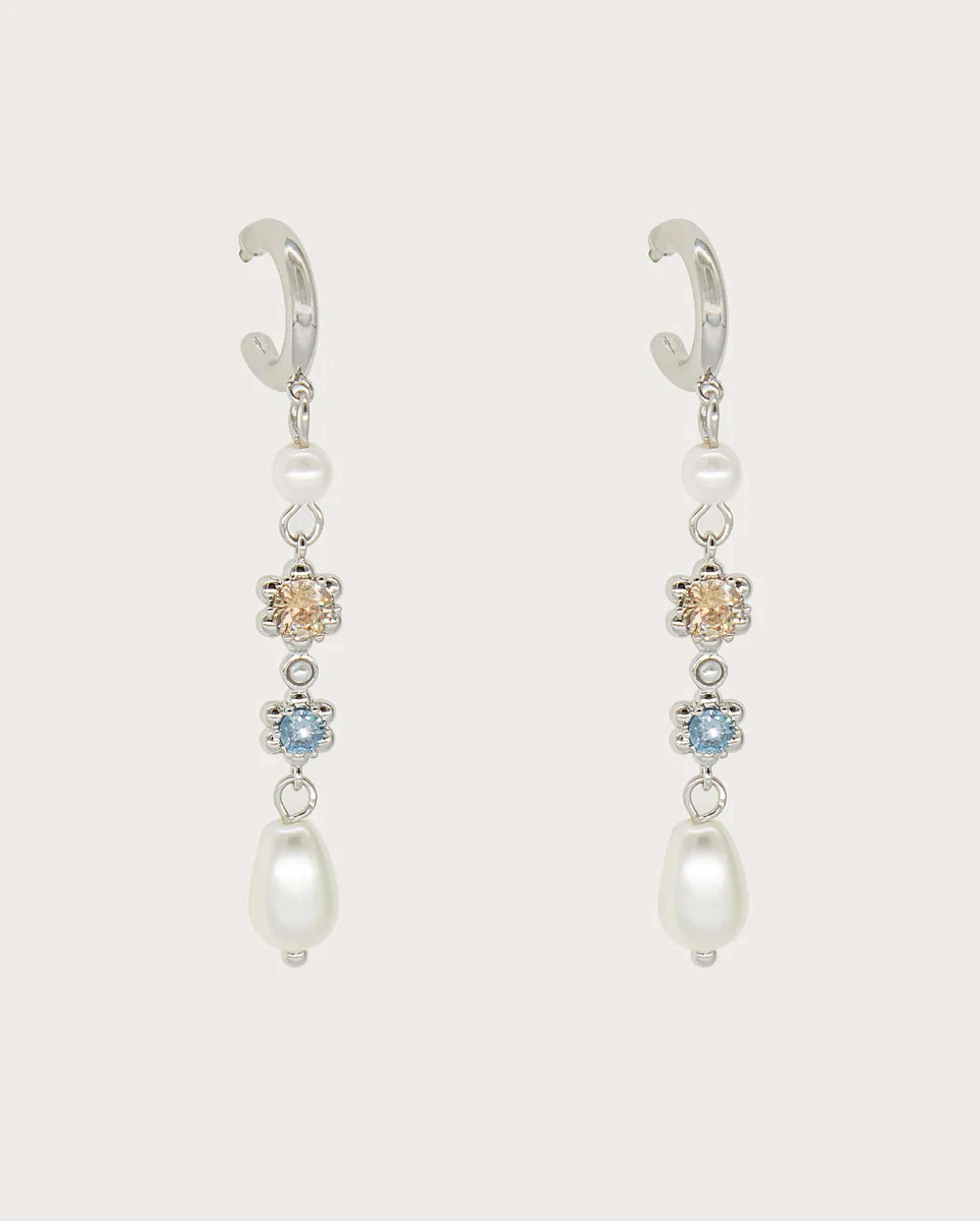 Silver Flower Drop Earrings | En Route Jewelry