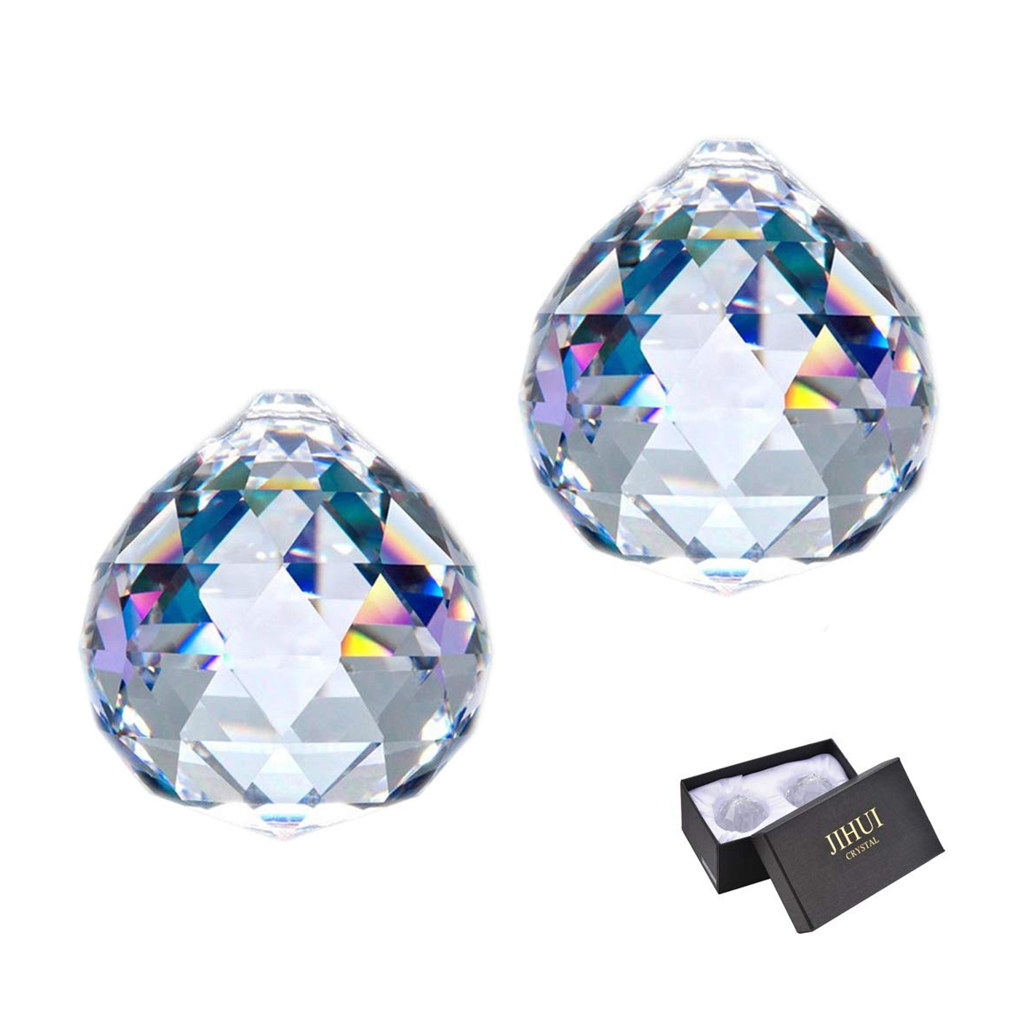 Clear Glass Crystal Ball Prism Pendant Suncatcher 40mm Pack of 2