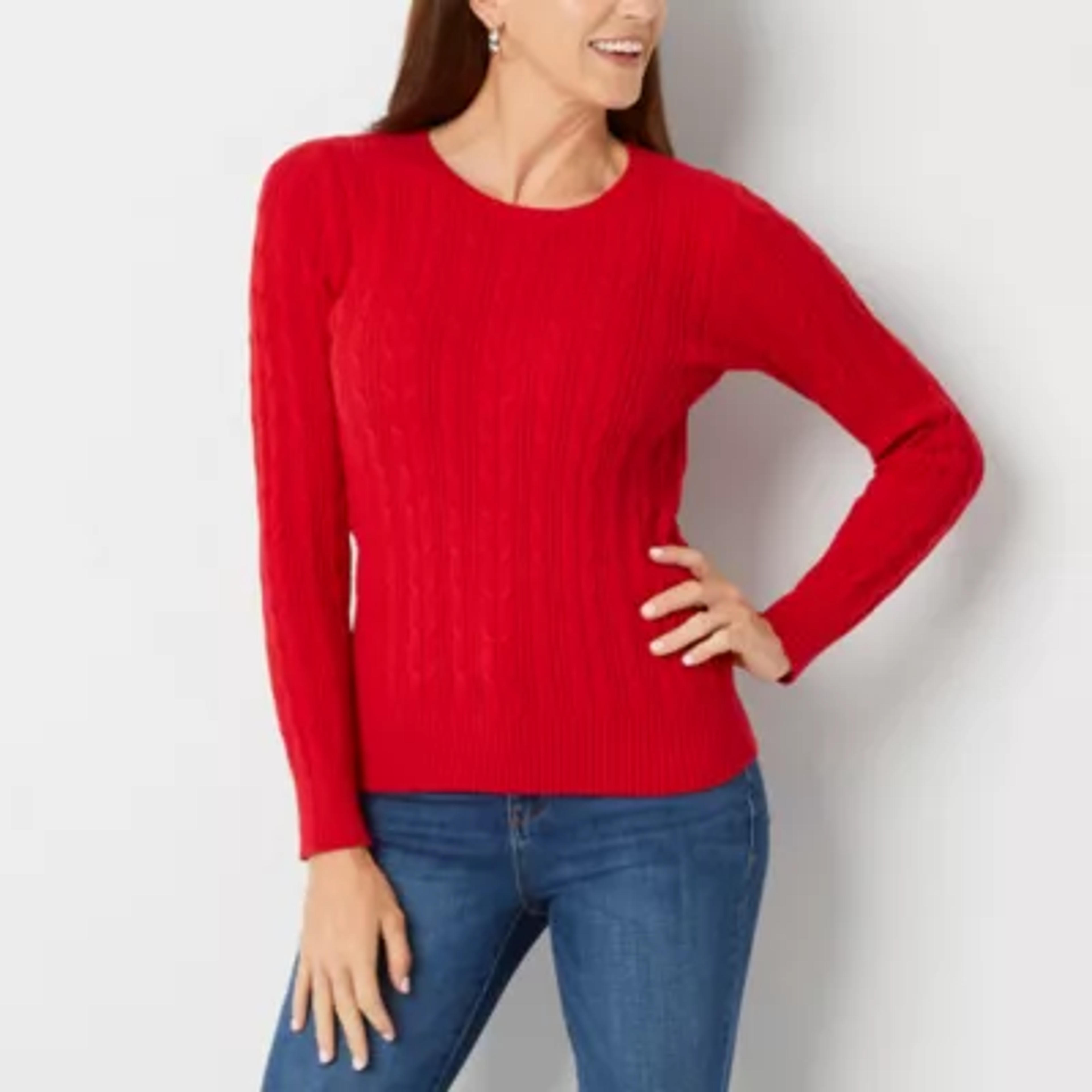 St. John's Bay Womens Crew Neck Long Sleeve Pullover Sweater - JCPenney