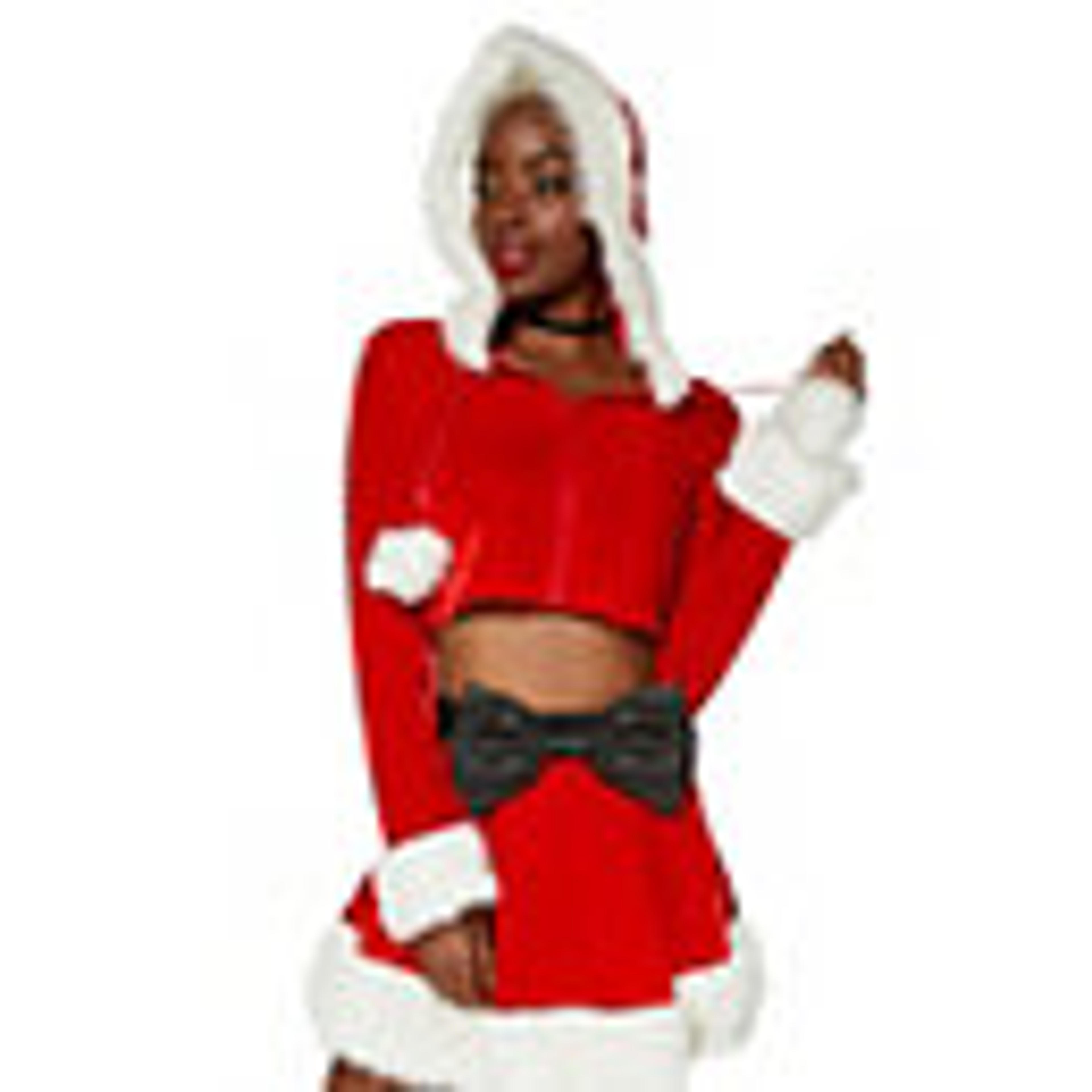 Cropped Santa Hoodie with Faux Fur Trim - Spirithalloween.com