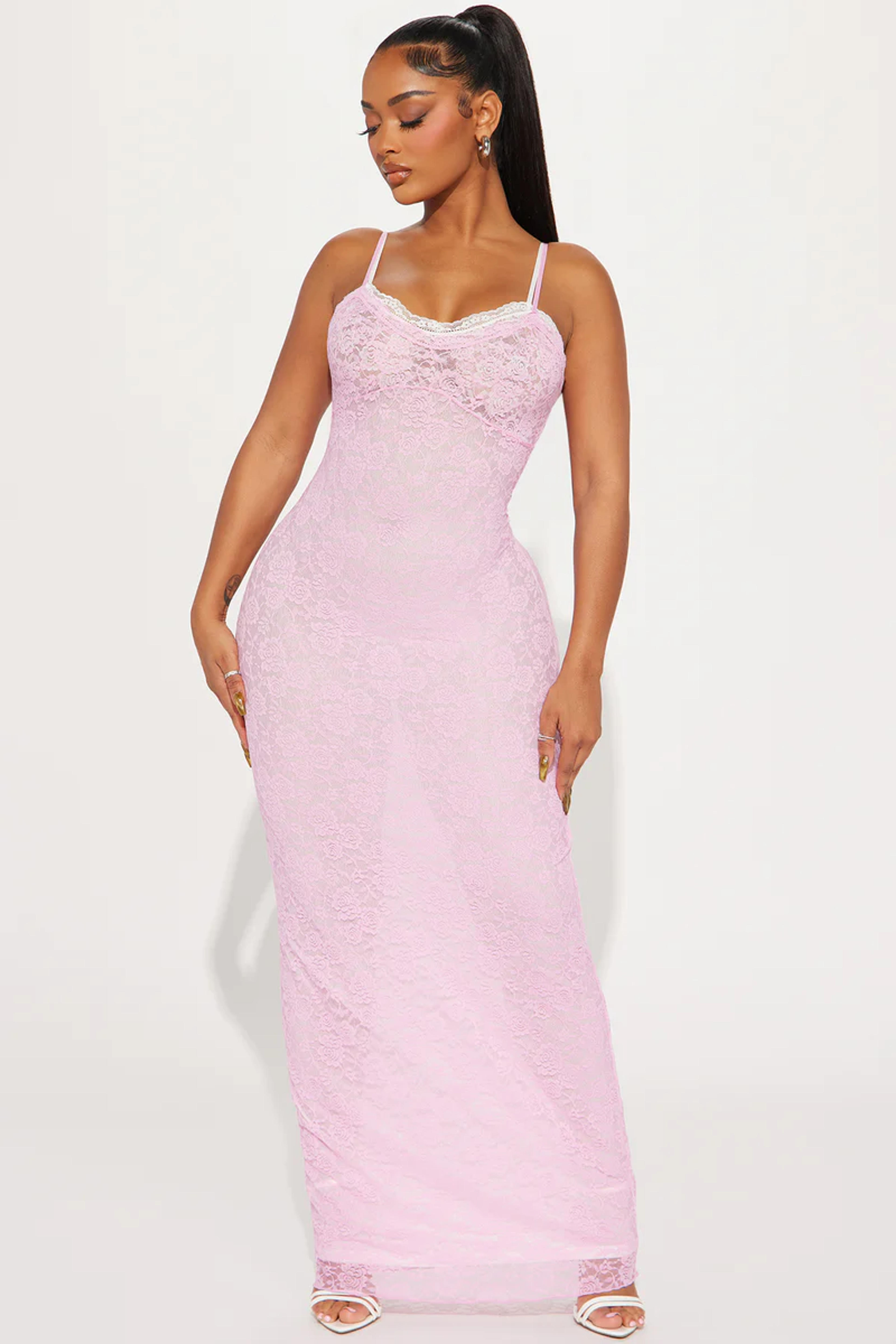 Camila Lace Maxi Dress - Pink/combo