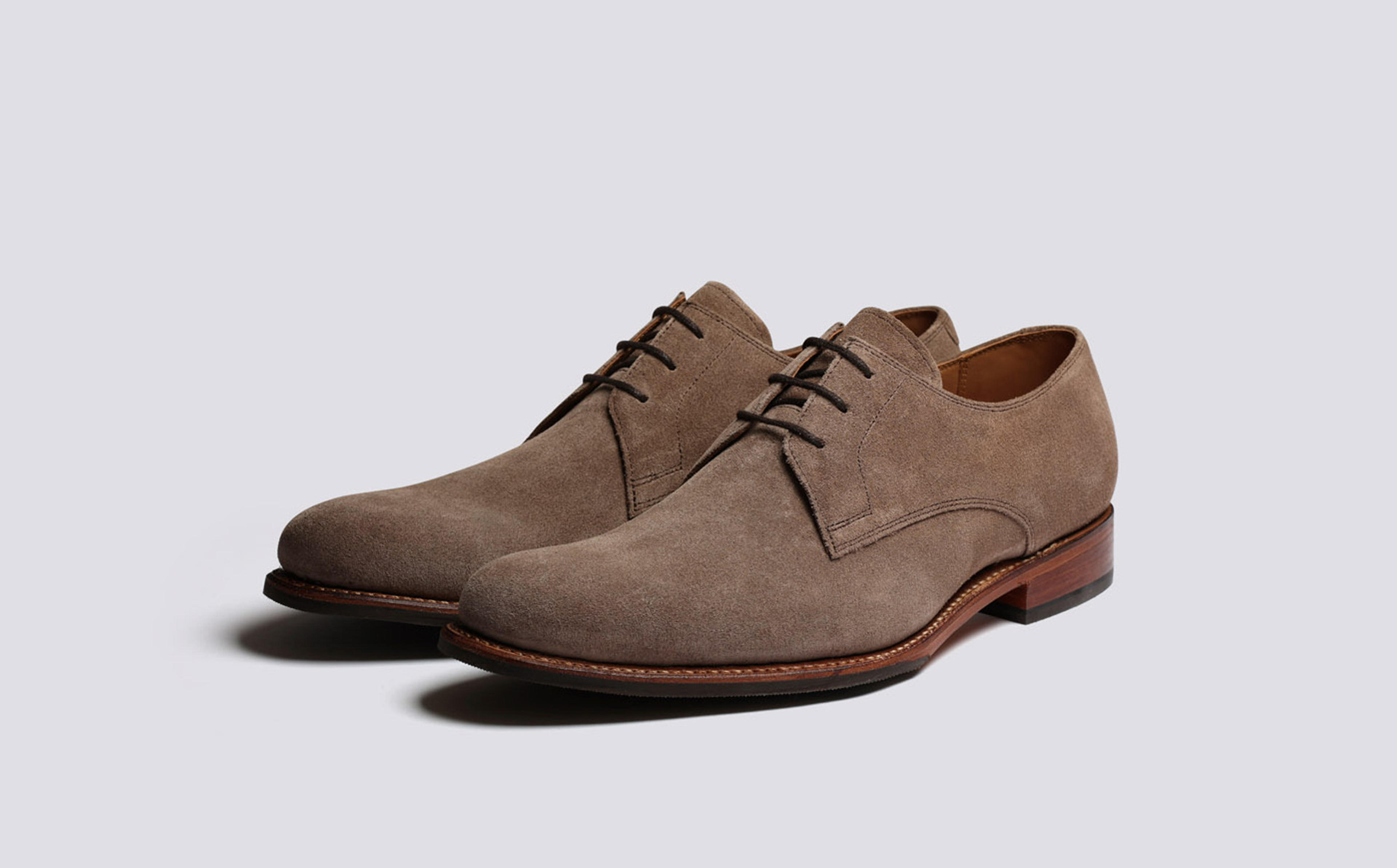 Gardner | Derby Shoes for Men in Beige Suede | Grenson