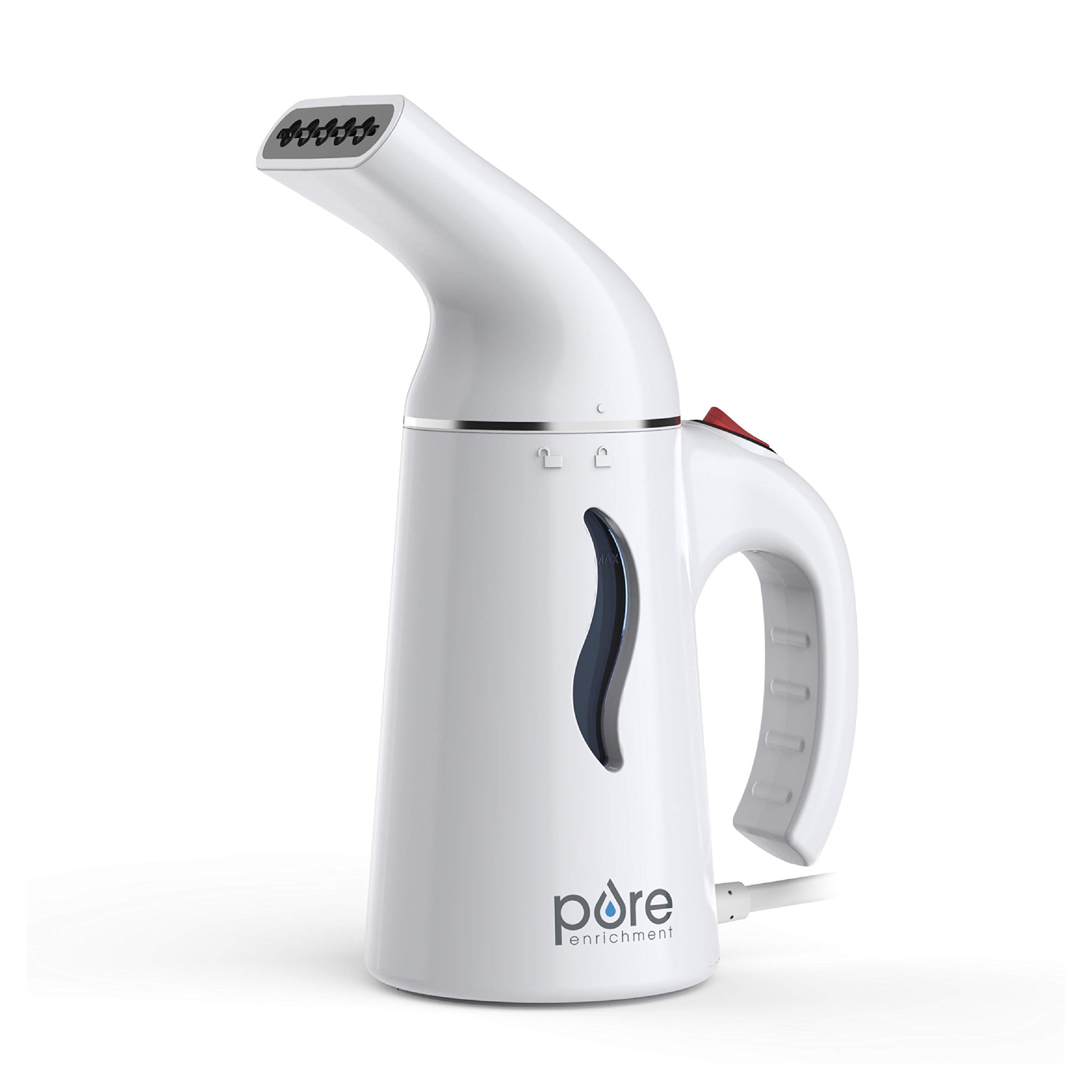 Pure Enrichment® PureSteam™ Portable Handheld Garment Steamer - Ideal for Home or Travel, Fast Heating, Removes Wrinkles on Clothes and Fabric, Auto Shut-Off Safety Feature (White)