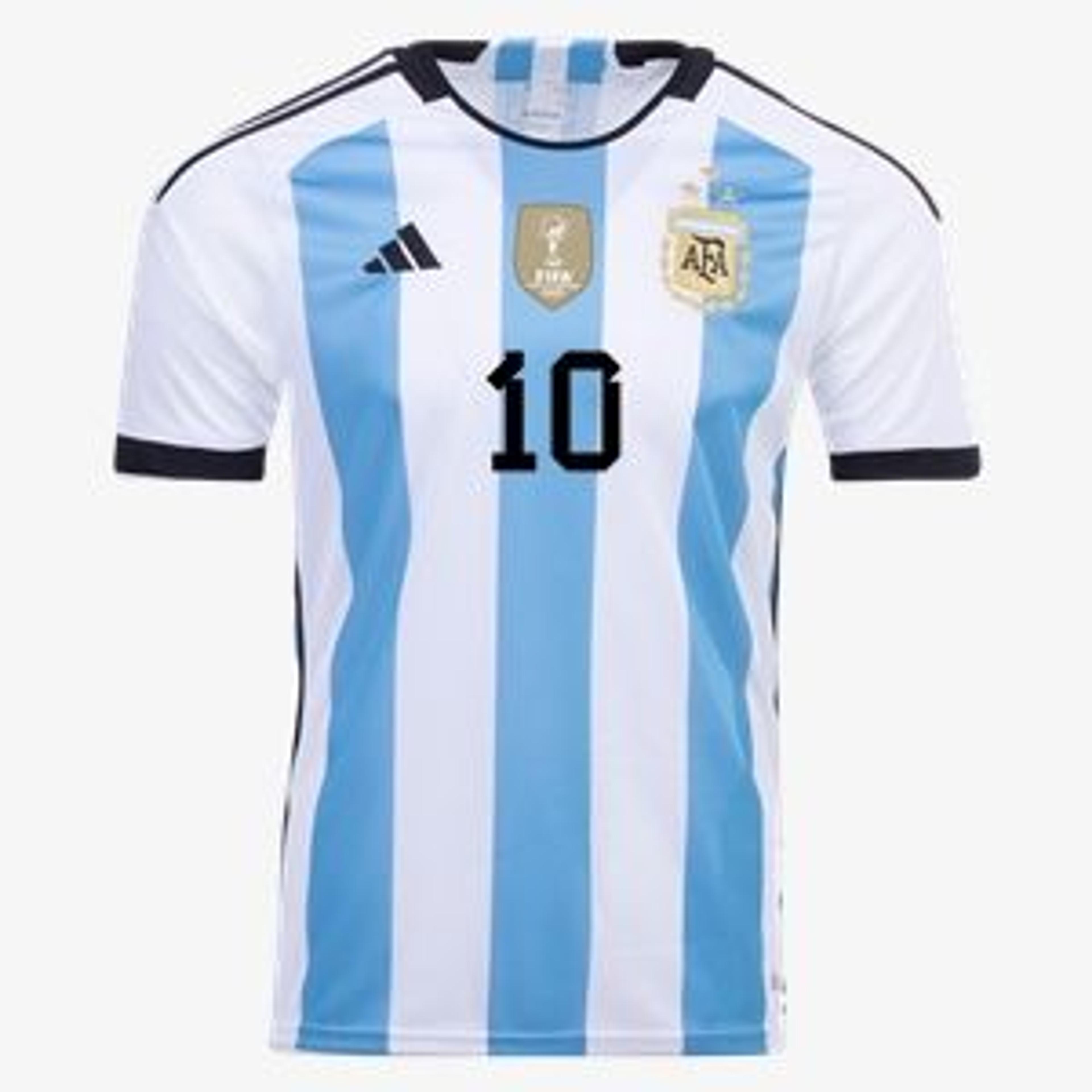 Men's Replica adidas Messi Argentina Home Jersey 2022 - 3 Stars