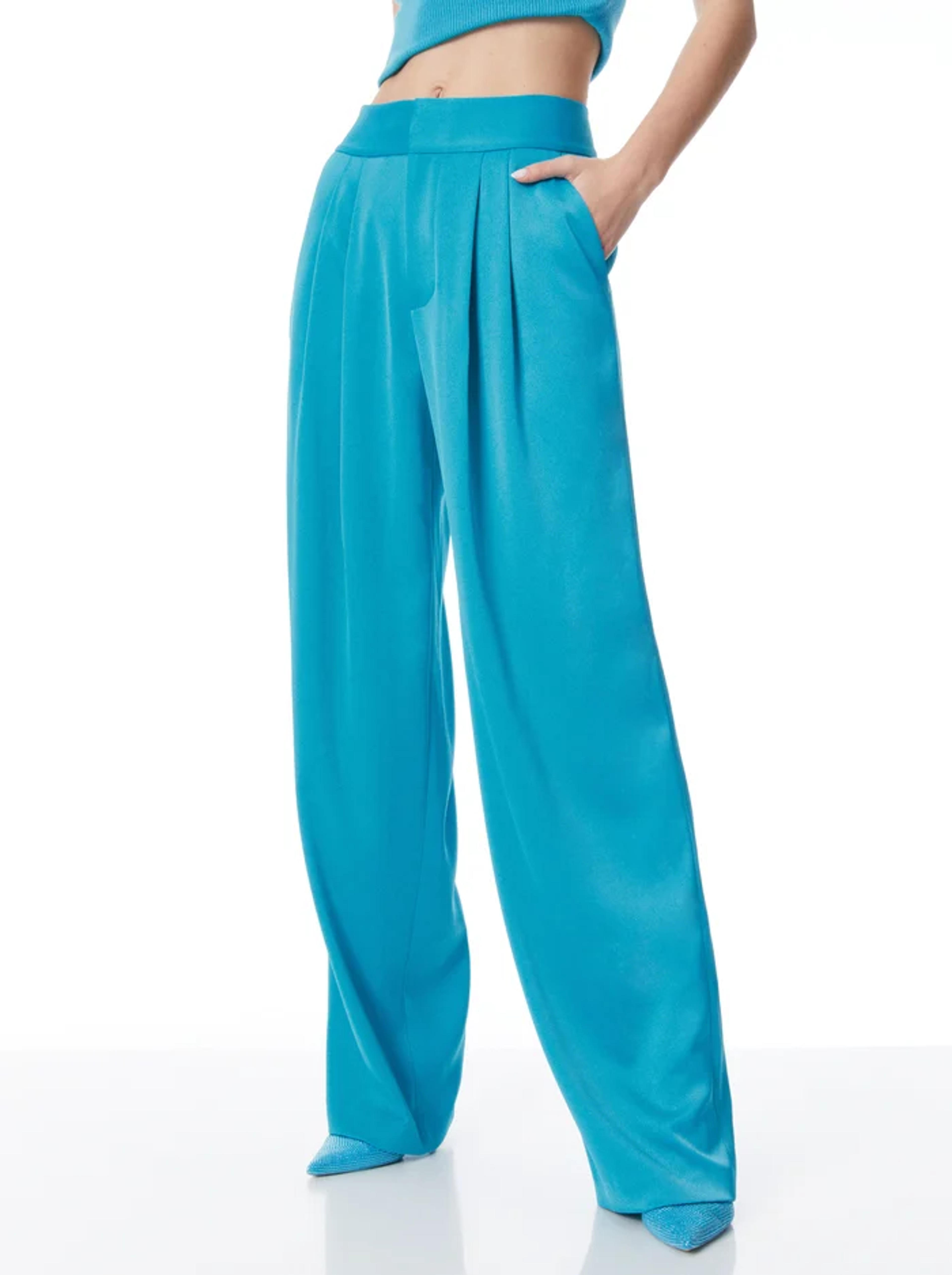 Atia High Waisted Pleated Suit Pants In Ocean Floor | Alice And Olivia