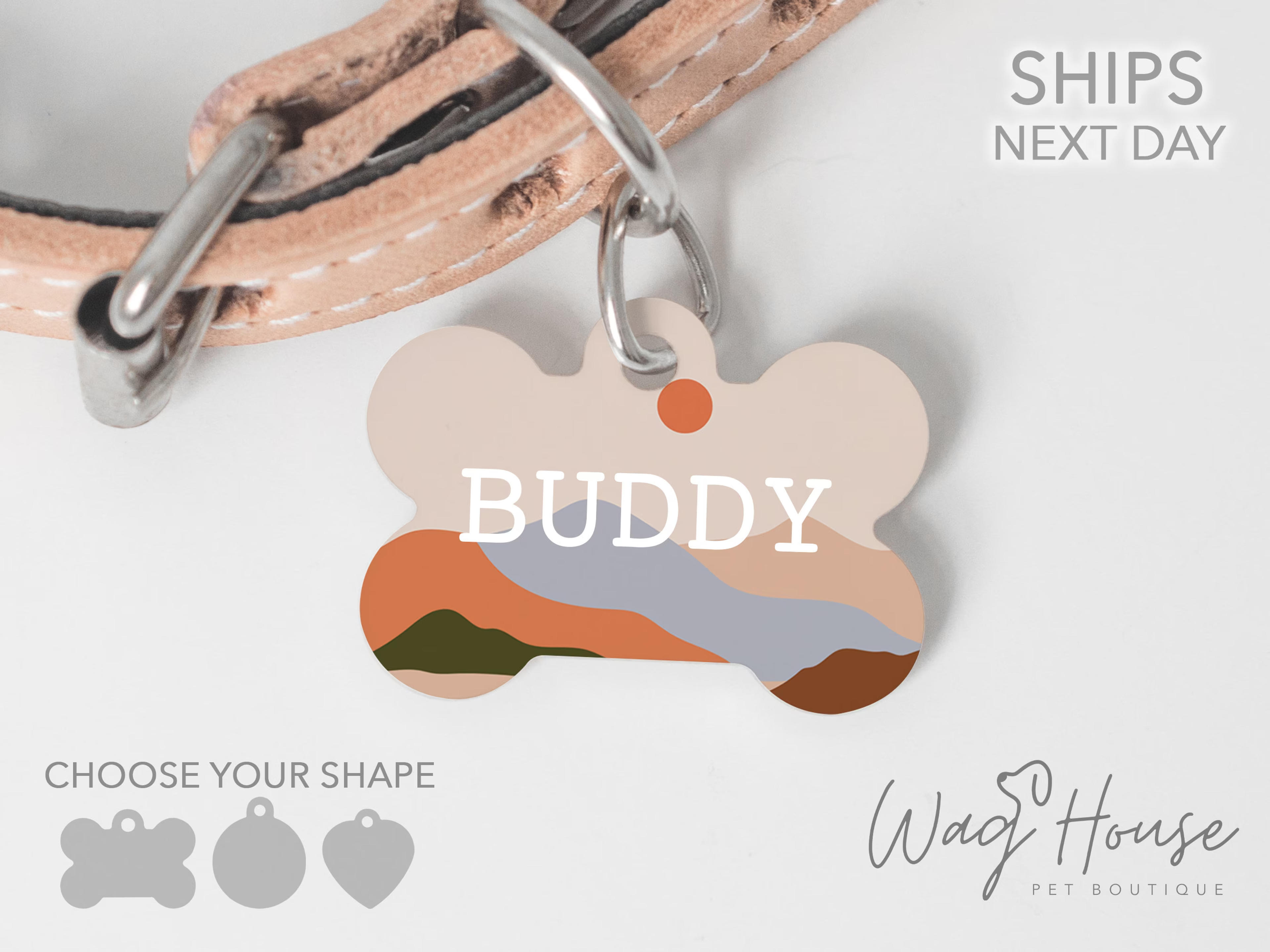 Boho Dog Tag Rustic Dog Tag, Wilderness Pet Tag, Mountains Dog Tag, Personalized Pet tag, Dog Name Tag, Boy Dog Tag For Dog, Dog Tag For Dog