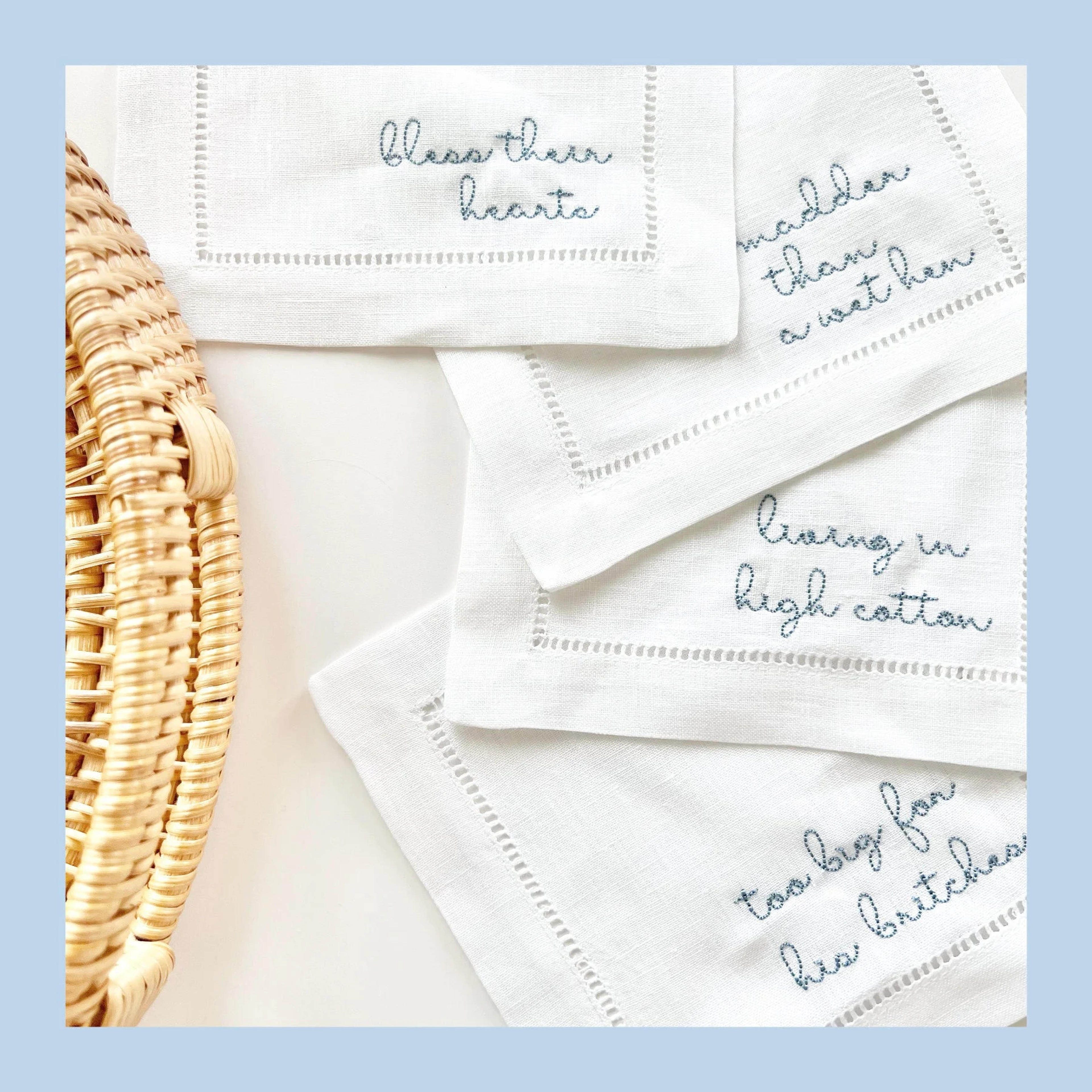 Southern Gossip Cocktail Napkins  Linen  Gifts for Her