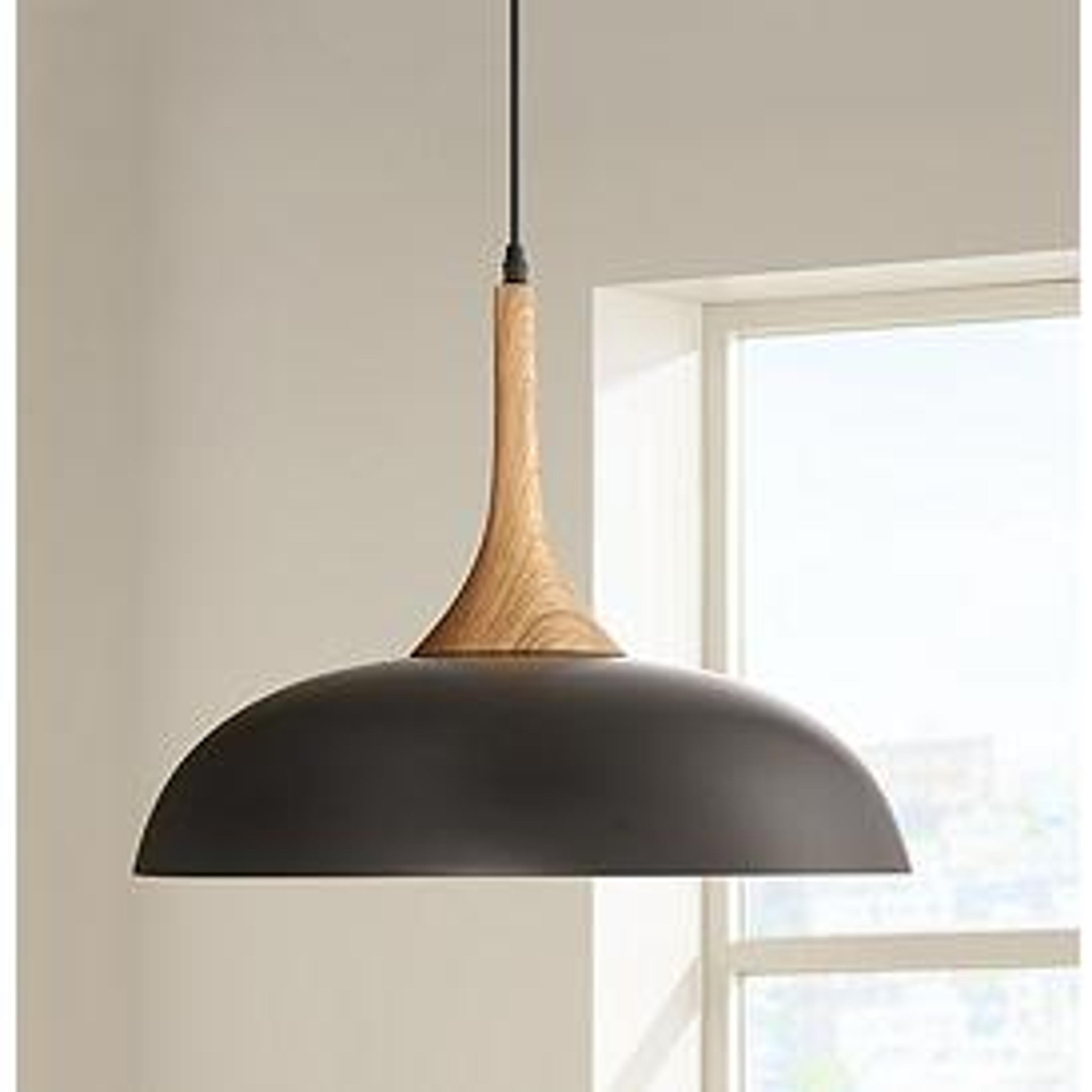 Felton Black Aluminum and Wood 17 3/4" Wide Pendant - #1G926 | Lamps Plus