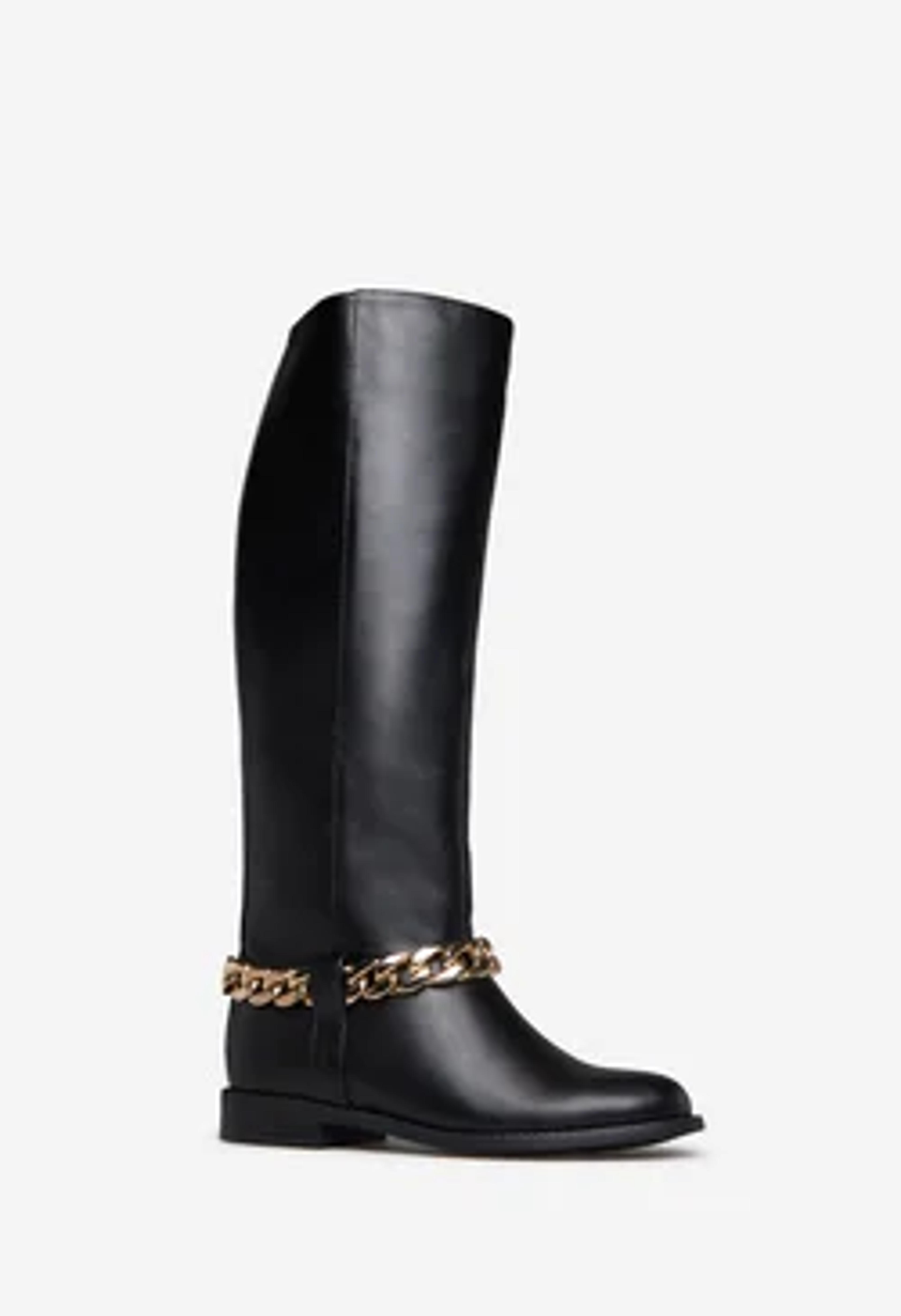 NETTIE CHAIN EMBELLISHED FLAT BOOT - ShoeDazzle