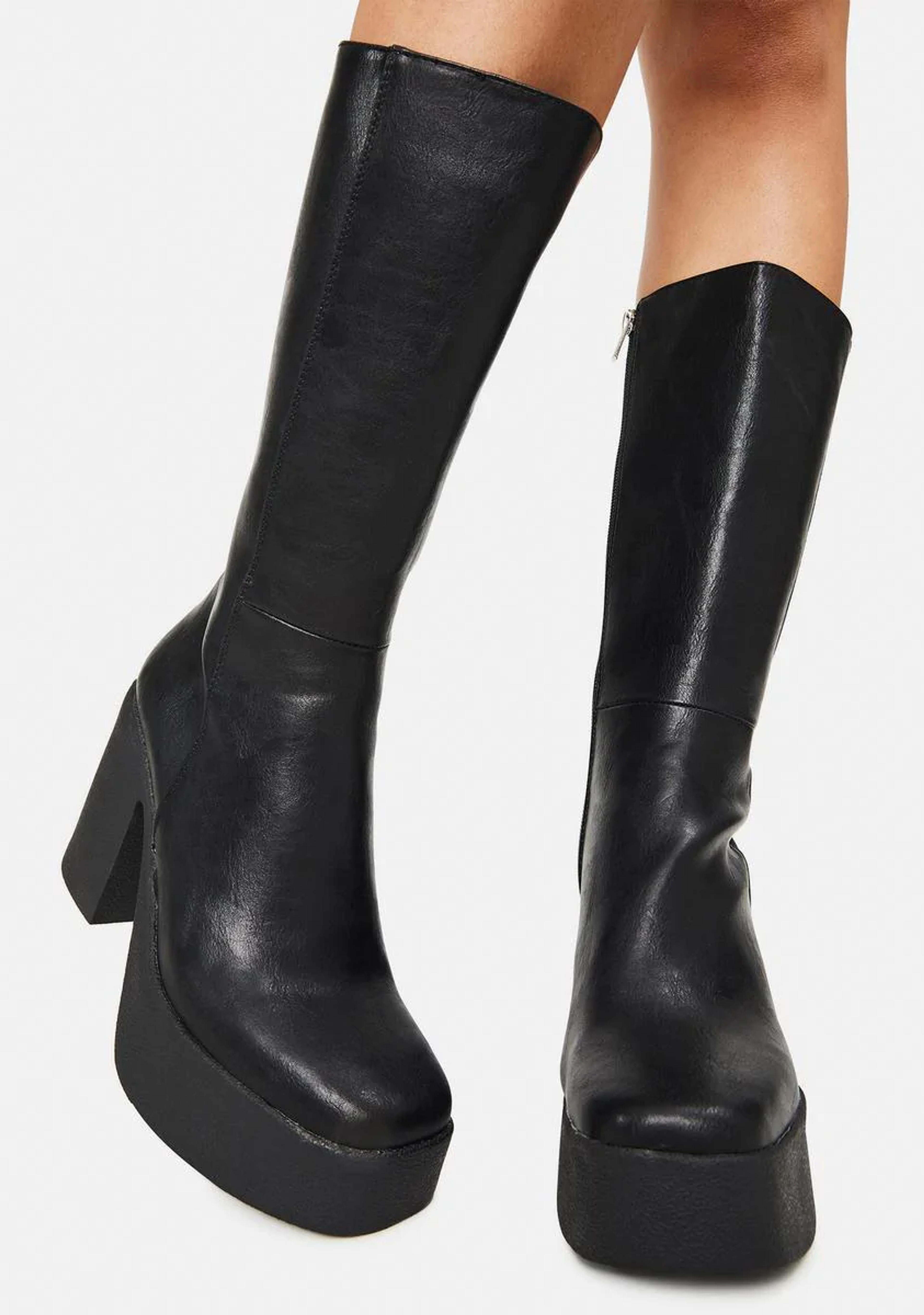 Lamoda Slick Nicks Calf High Boots – Dolls Kill