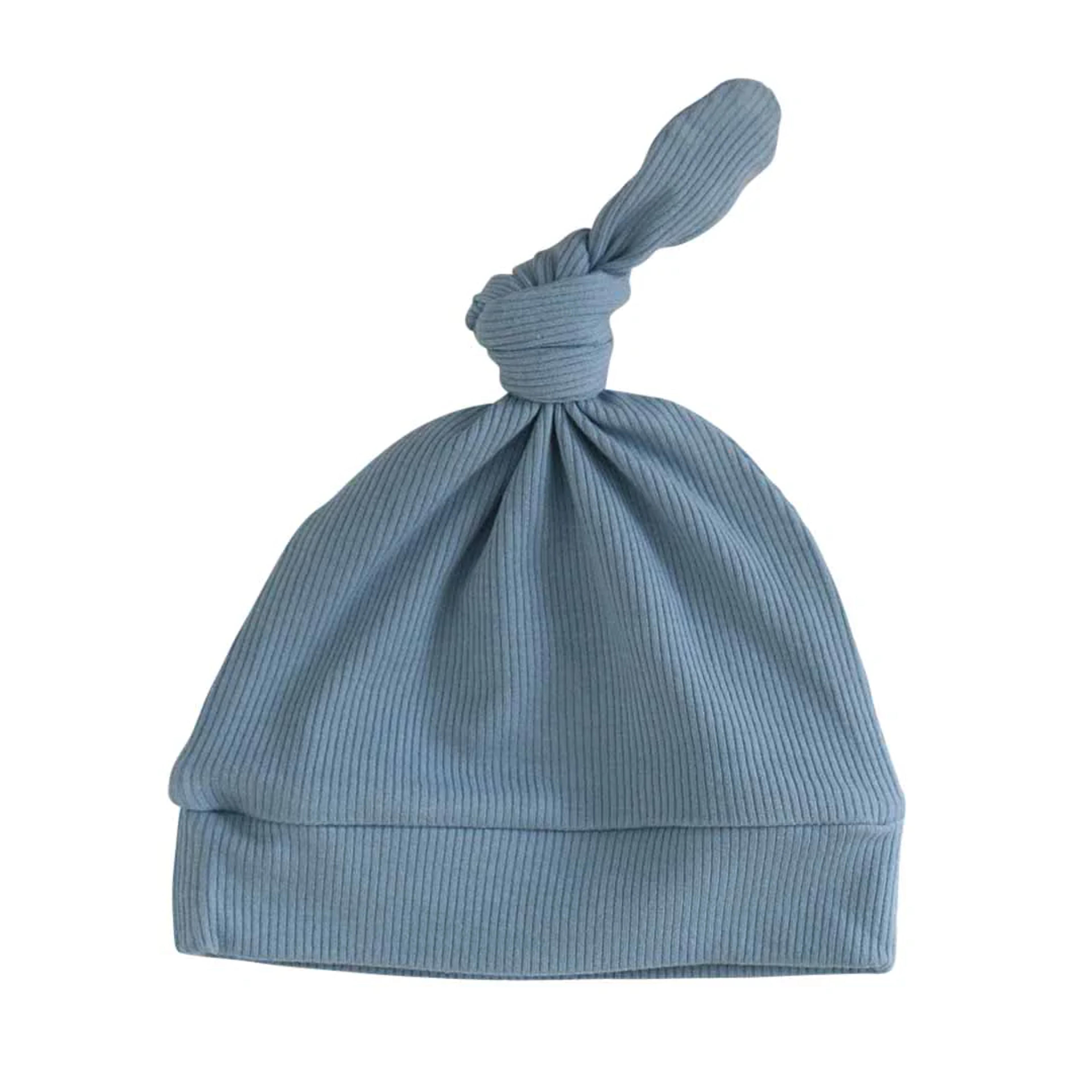 Powder Blue Ribbed Bamboo Knotted Hat