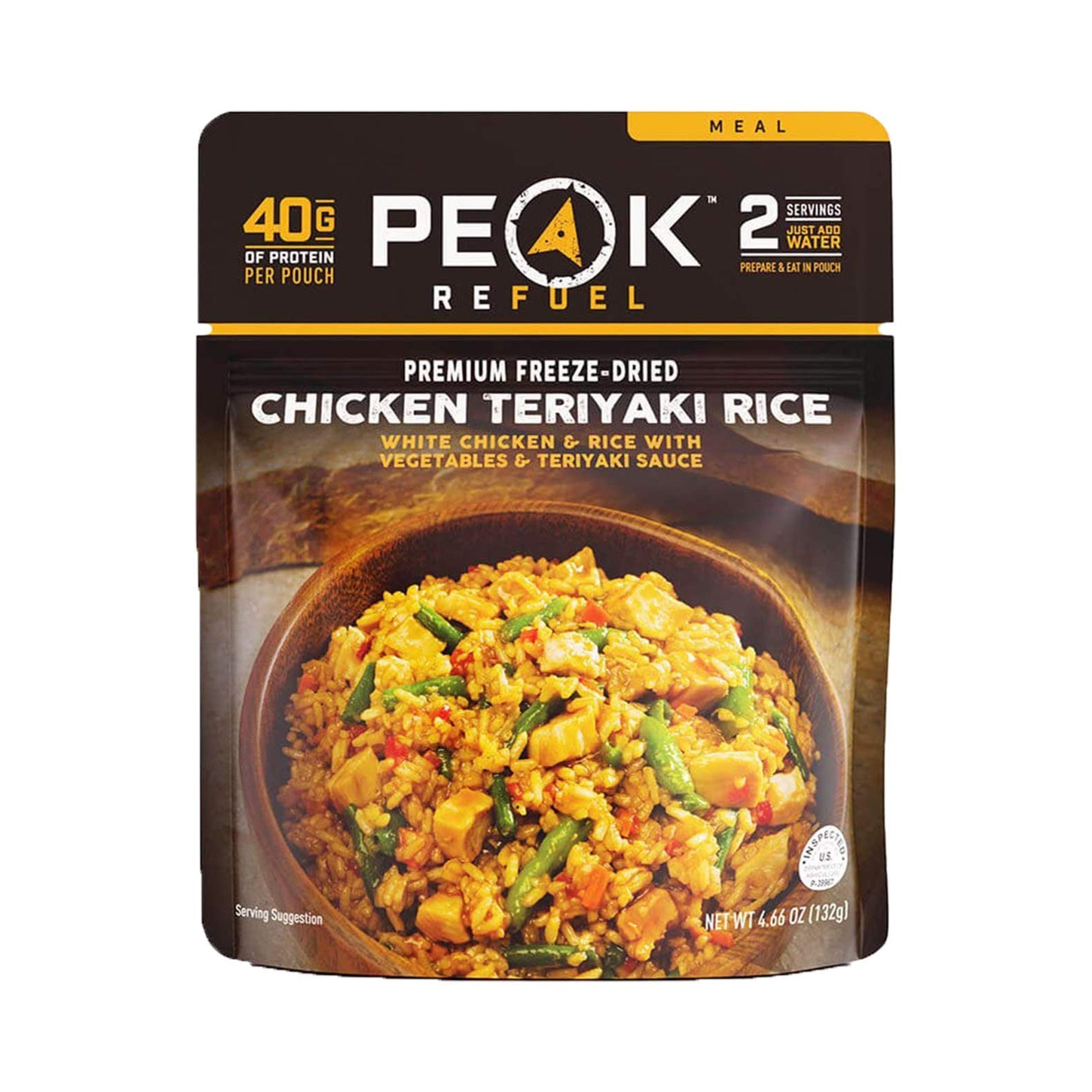 Peak Refuel Chicken Teriyaki Rice | 2 Serving Meal Pouch | Freeze Dried Backpacking and Camping Food | Amazing Taste | Quick Prep