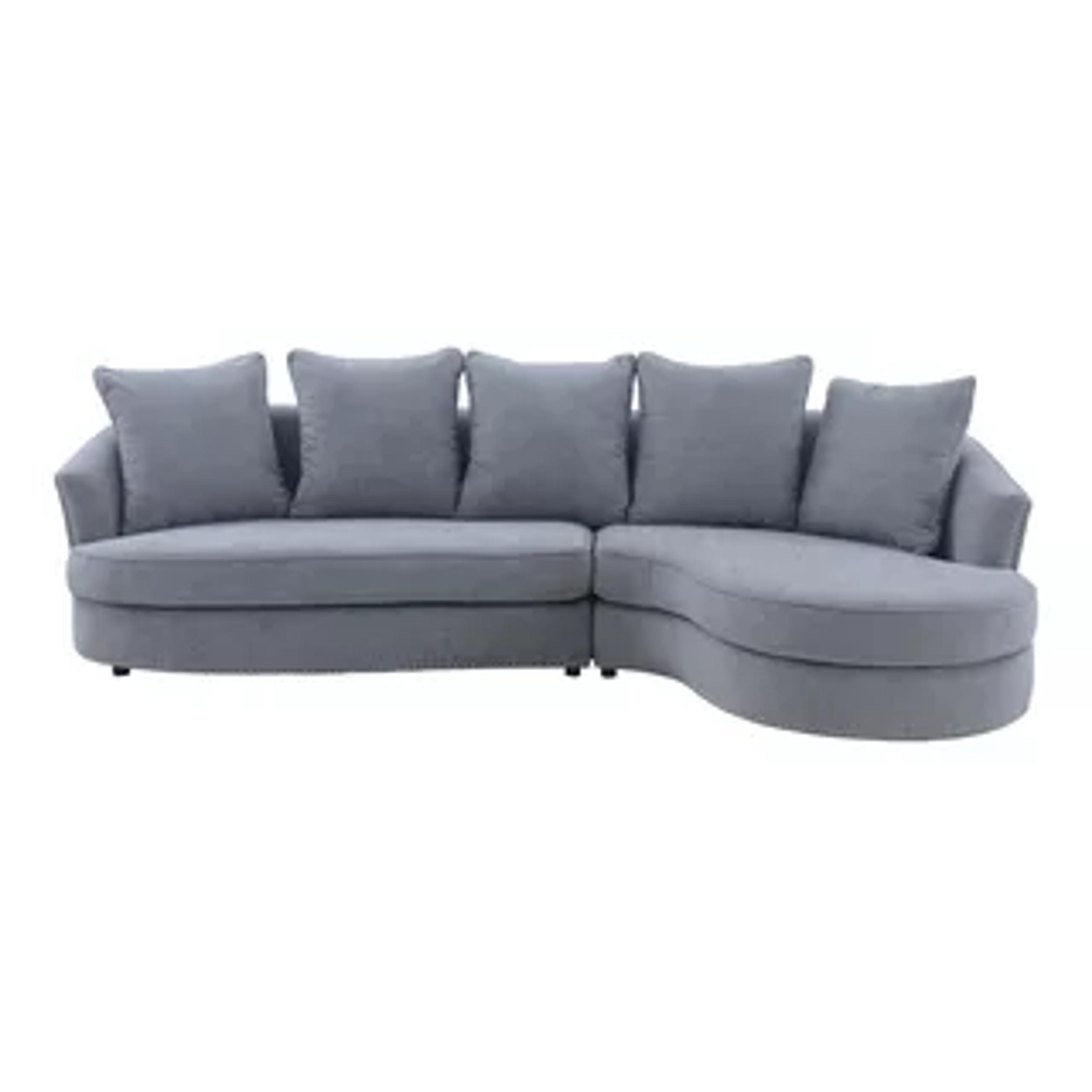 Queenly Gray Fabric Uphostered Corner Sofa - Transitional - Sectional Sofas - by HedgeApple