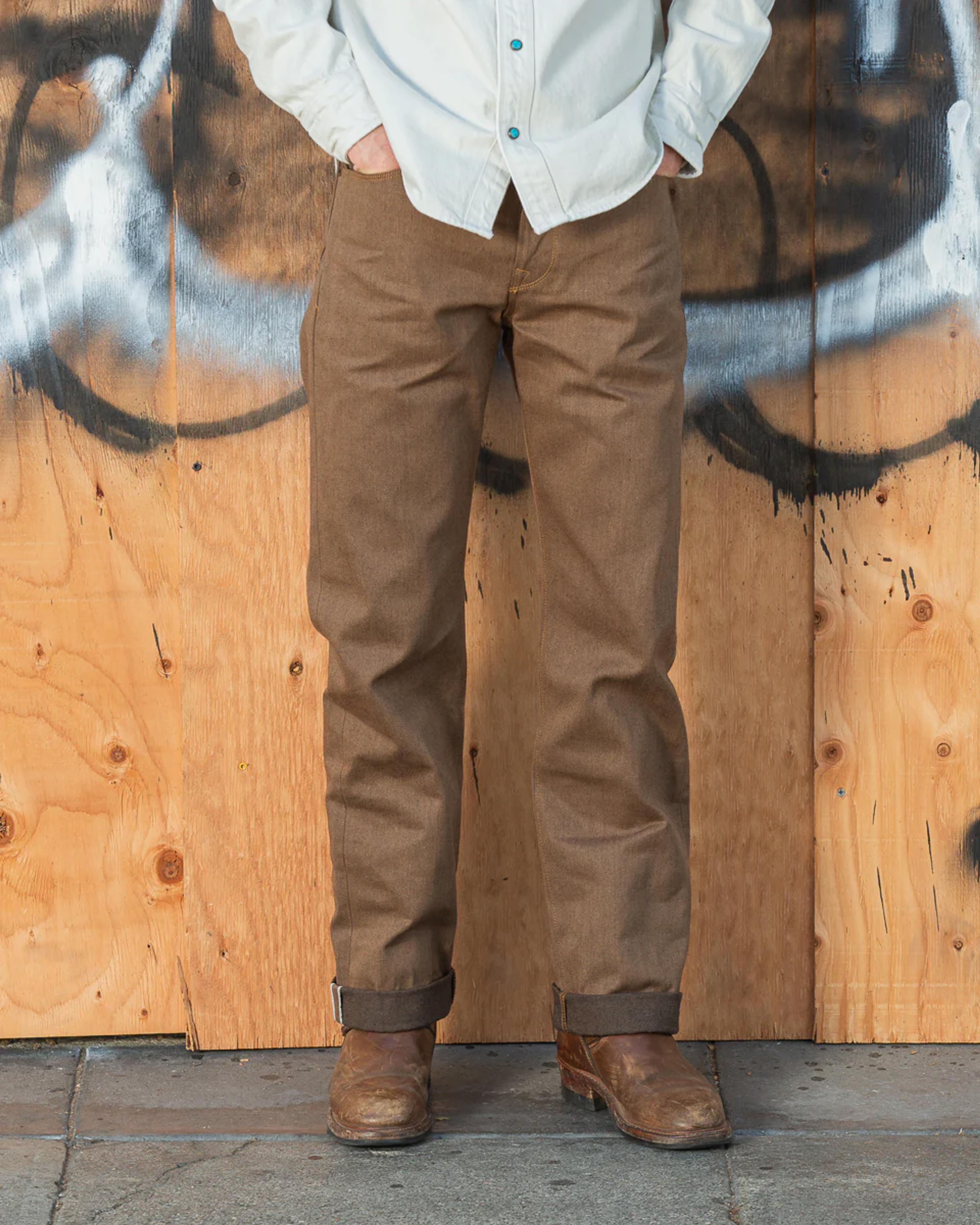 Freenote Belford Straight Fit - 15 oz Brown Denim - Standard & Strange